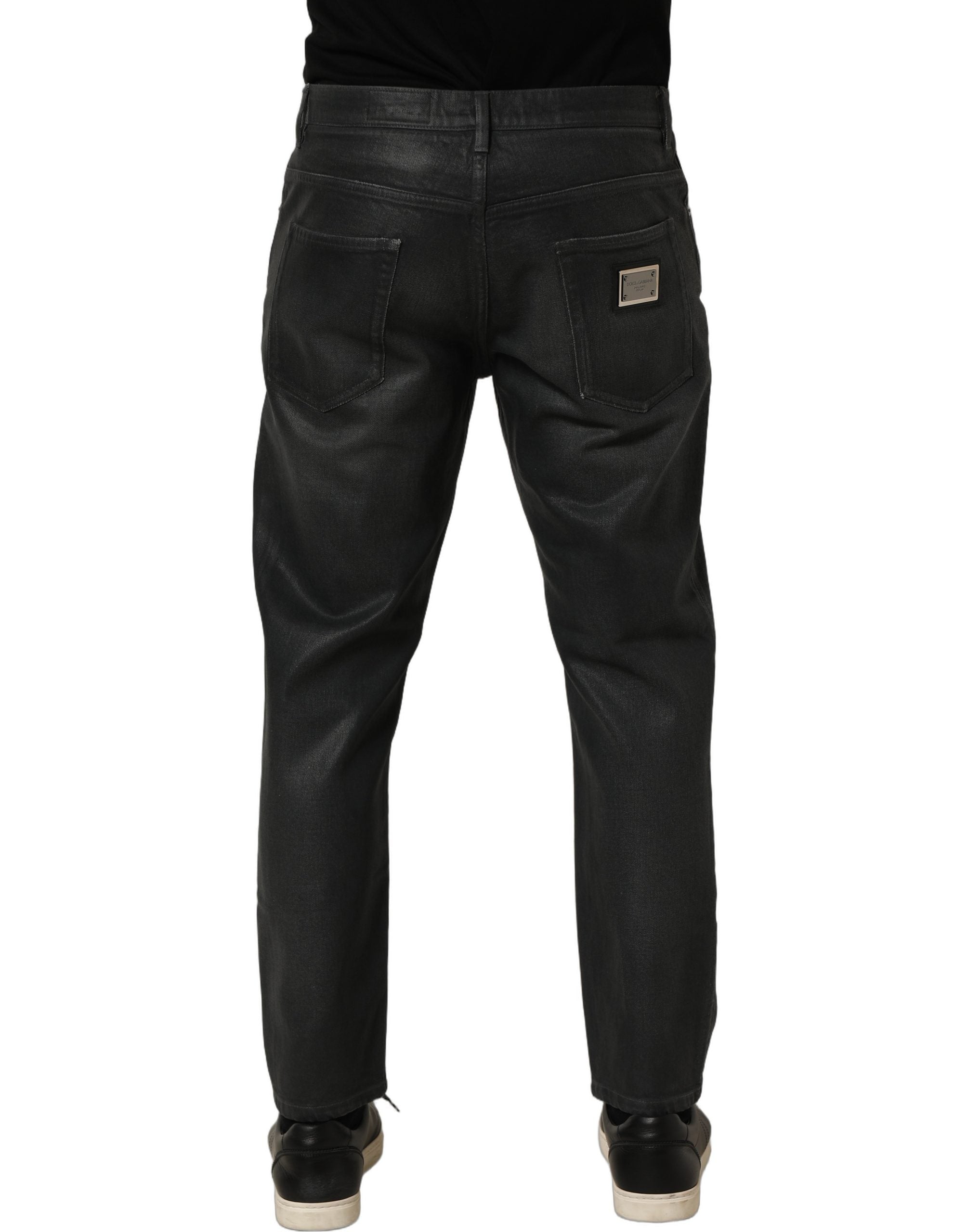 Dolce & Gabbana Dark Gray Cotton Loose Fit Men Denim Men's Jeans