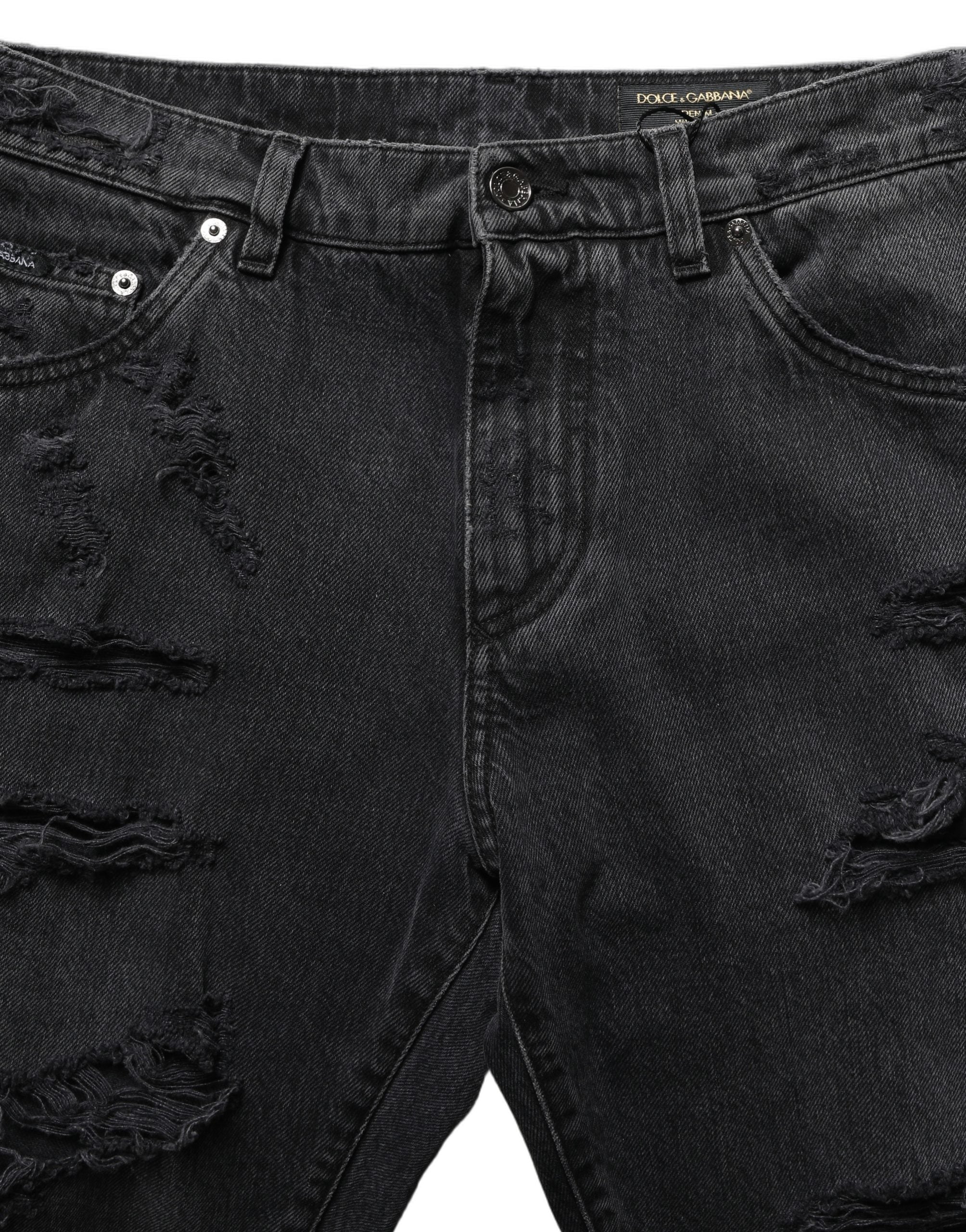Dolce & Gabbana Dark Gray Cotton Ripped Men Denim Men's Jeans