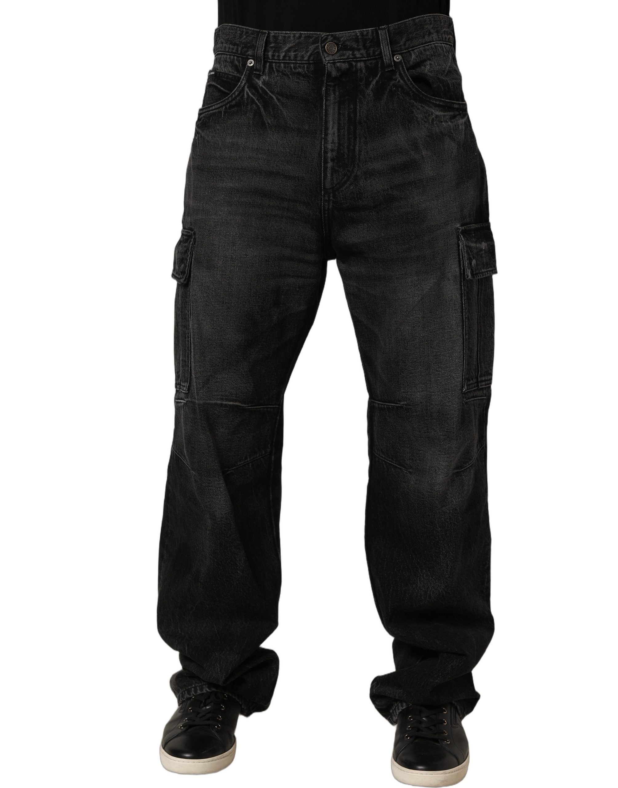 Dolce & Gabbana Dark Gray Cotton Baggy Cargo Men Denim Men's Jeans