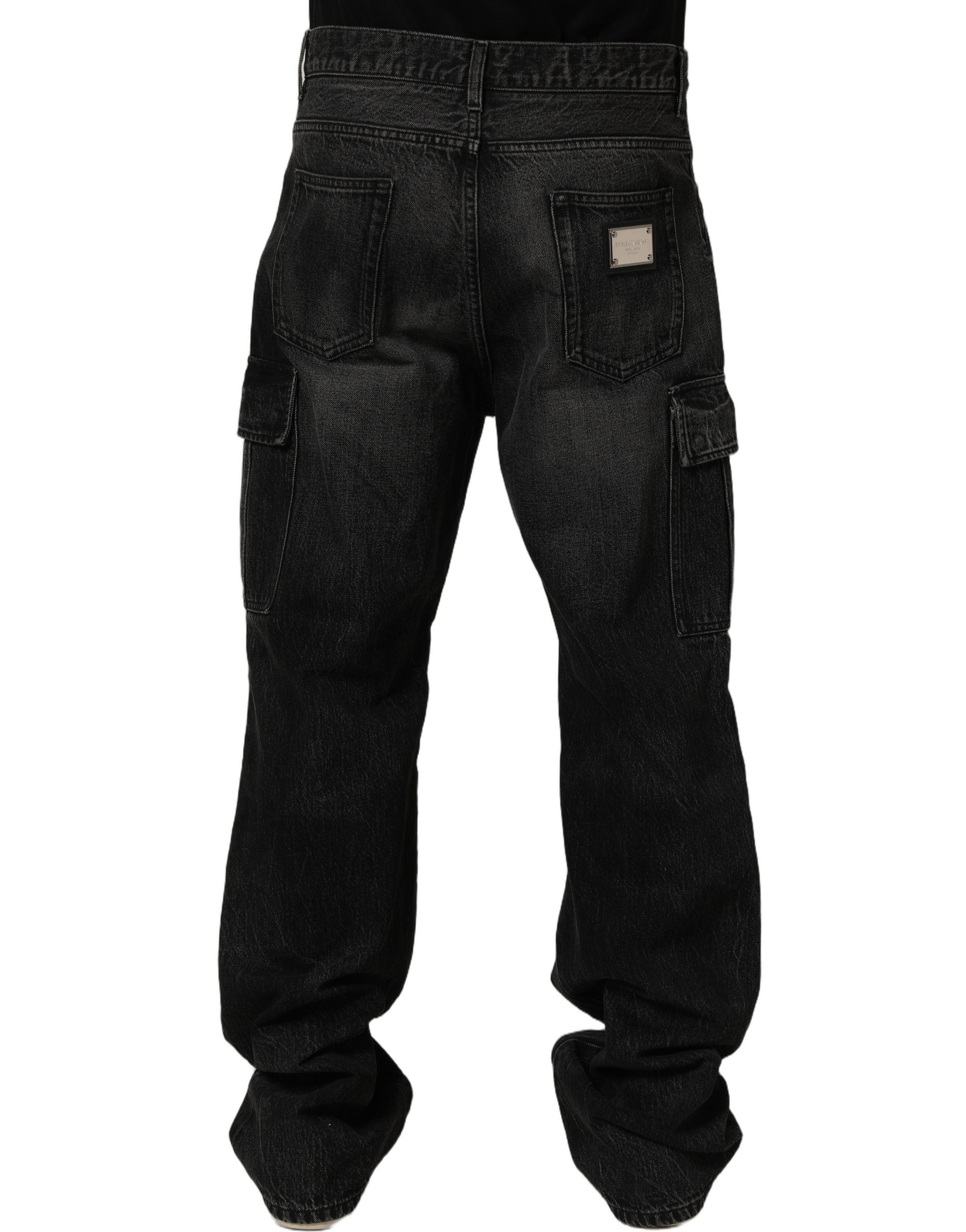 Dolce & Gabbana Dark Gray Cotton Baggy Cargo Men Denim Men's Jeans