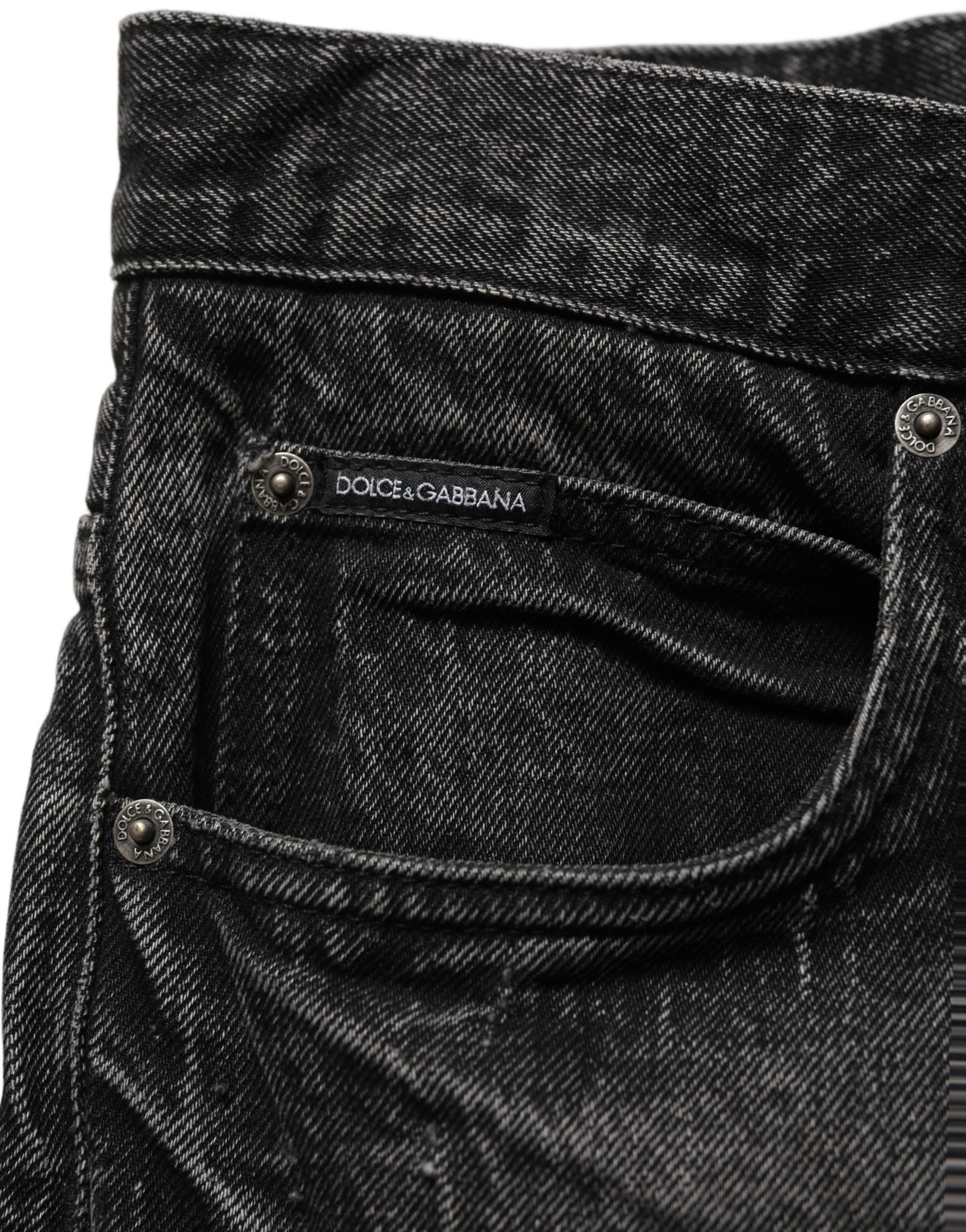 Dolce & Gabbana Dark Gray Cotton Baggy Cargo Men Denim Men's Jeans