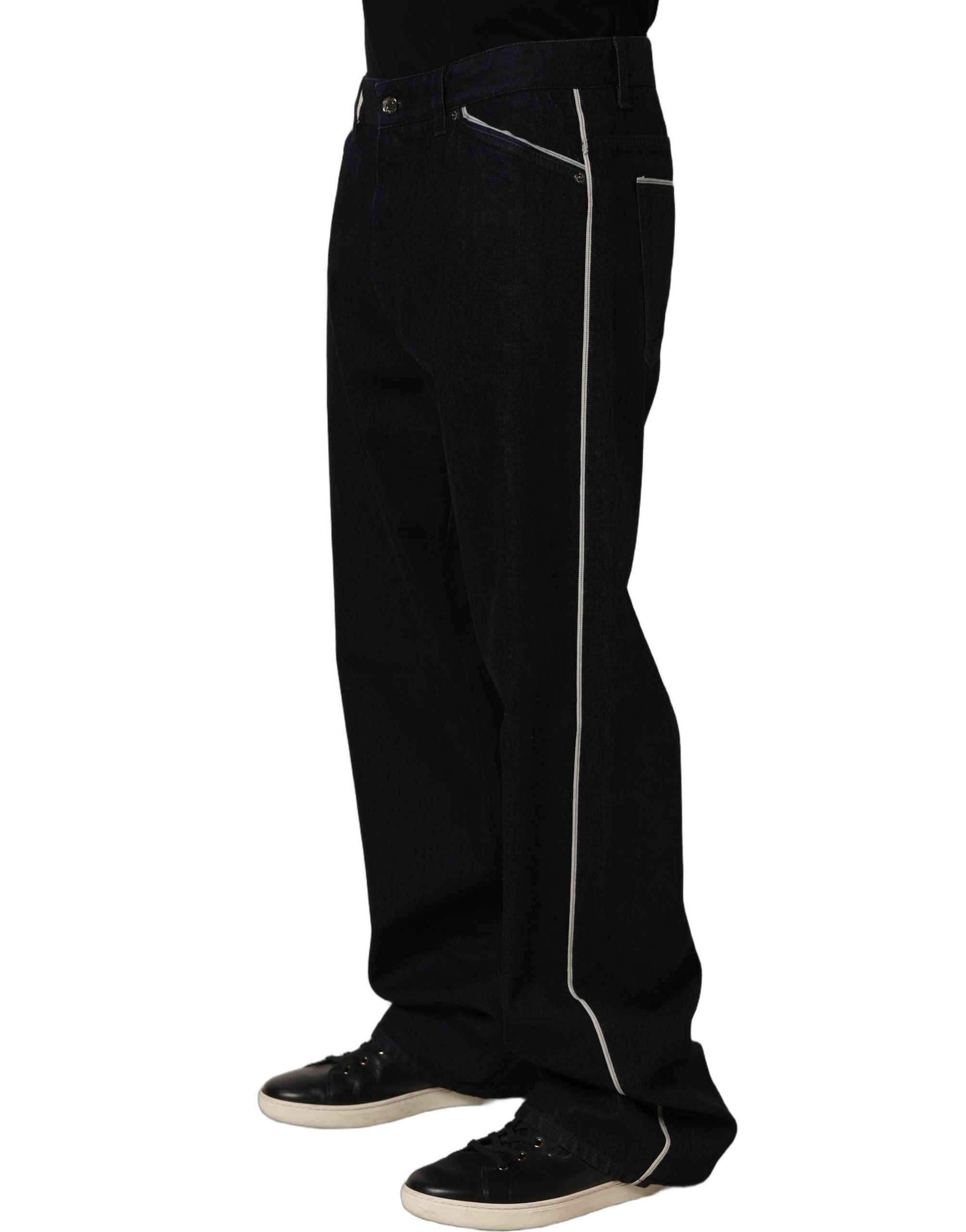 Dolce & Gabbana Black Cotton Stretch Straight Men Denim Men's Jeans