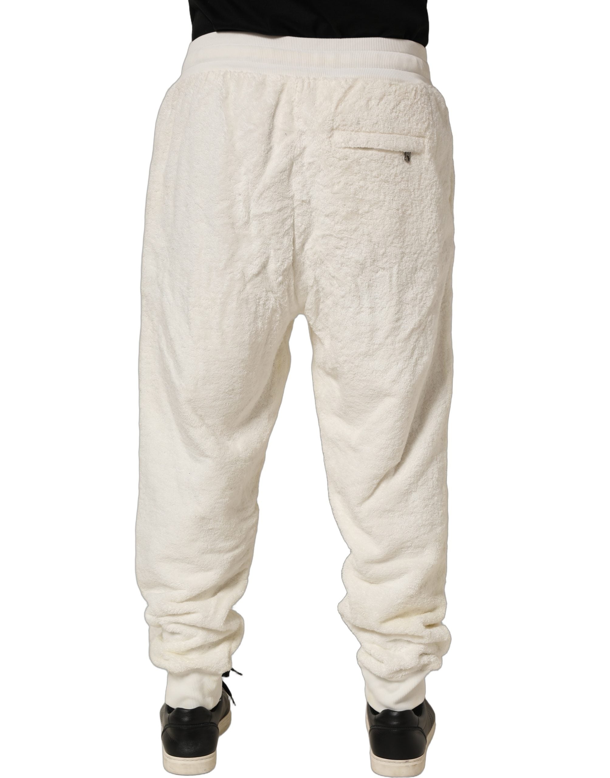 Dolce & Gabbana Off White Terry Cotton Plush Men Jogger Men's Pants (Pre-Owned)