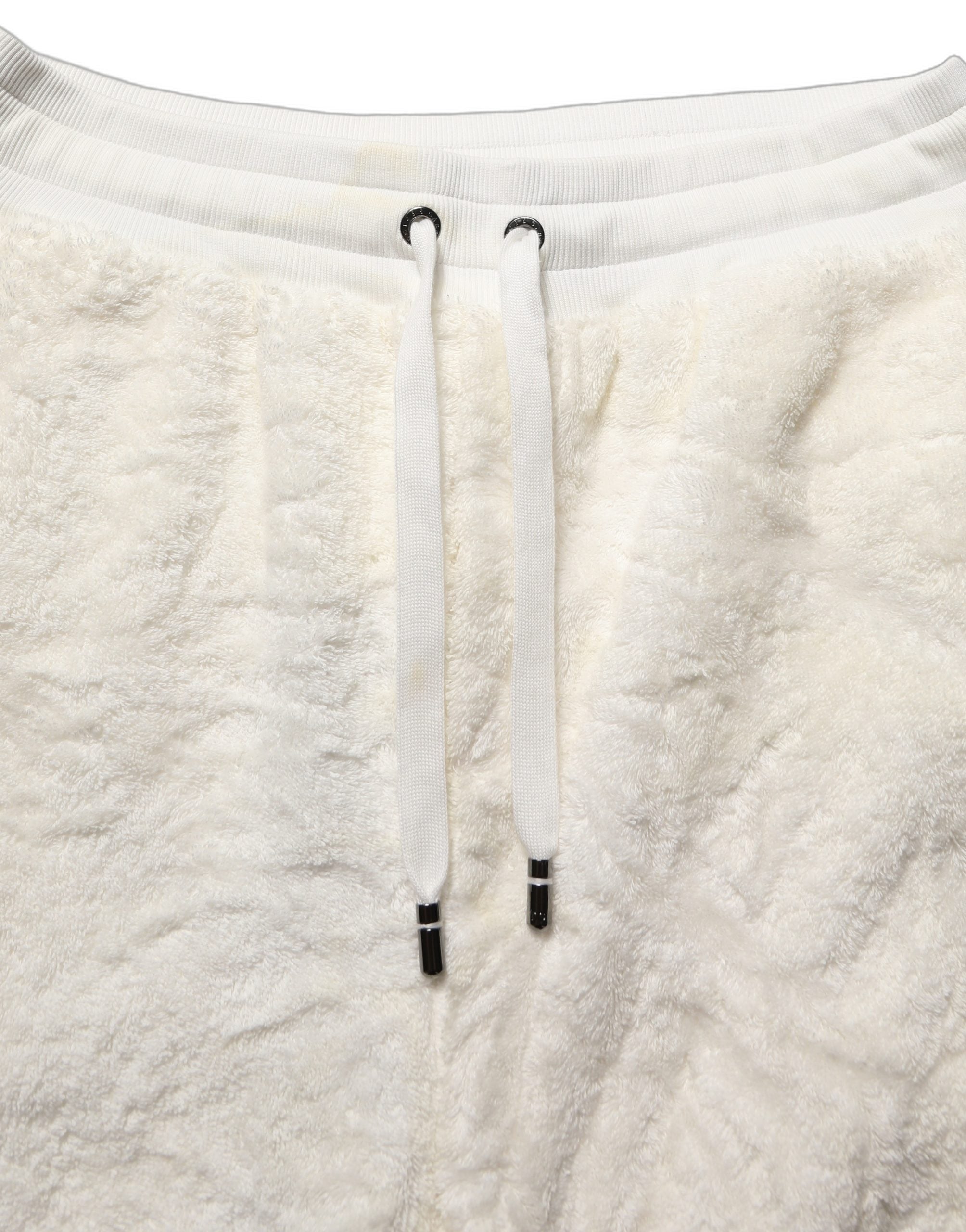 Dolce & Gabbana Off White Terry Cotton Plush Men Jogger Men's Pants (Pre-Owned)