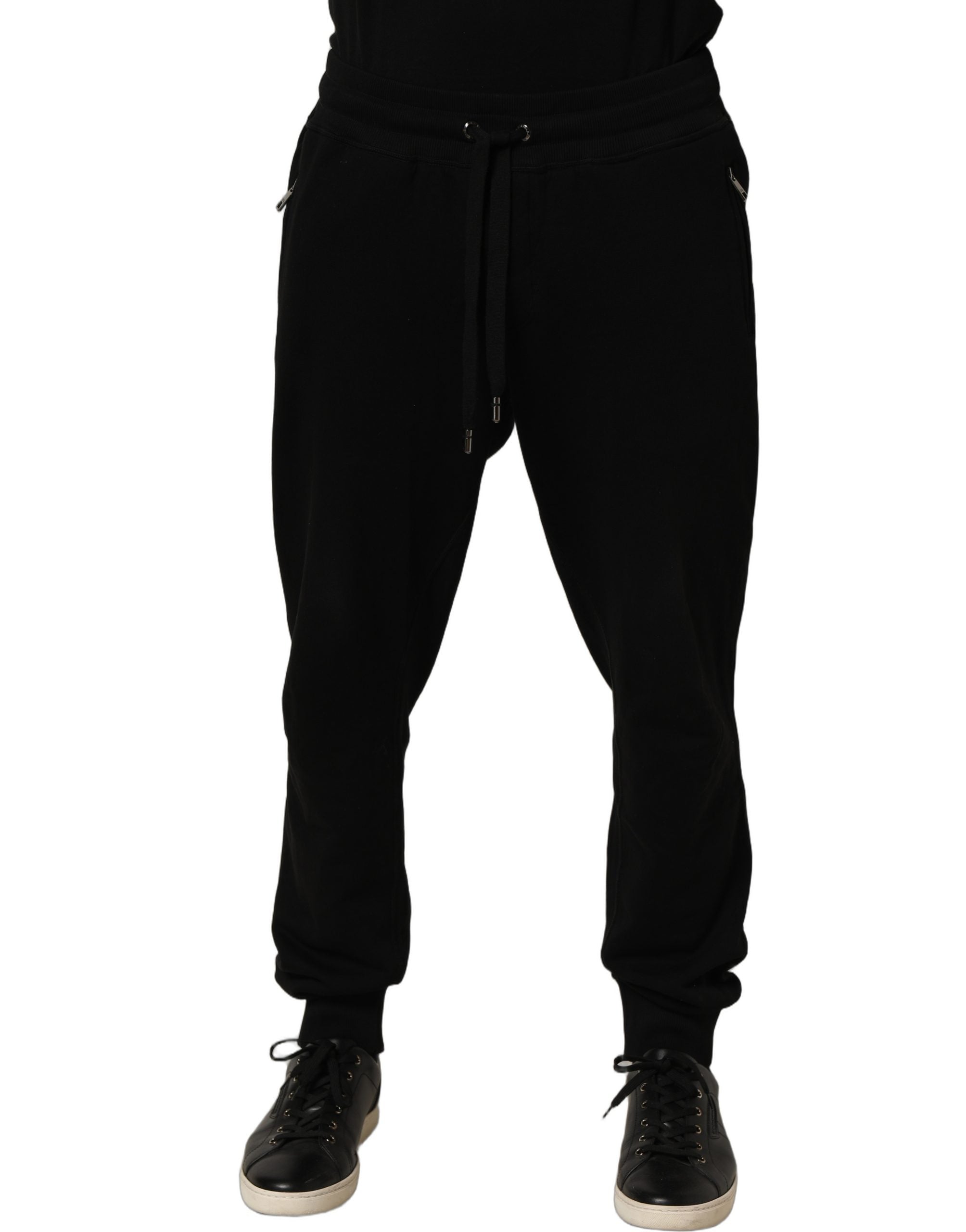 Dolce & Gabbana Black Cotton Logo Jogger Men SweatMen's Men's Pants (Pre-Owned)