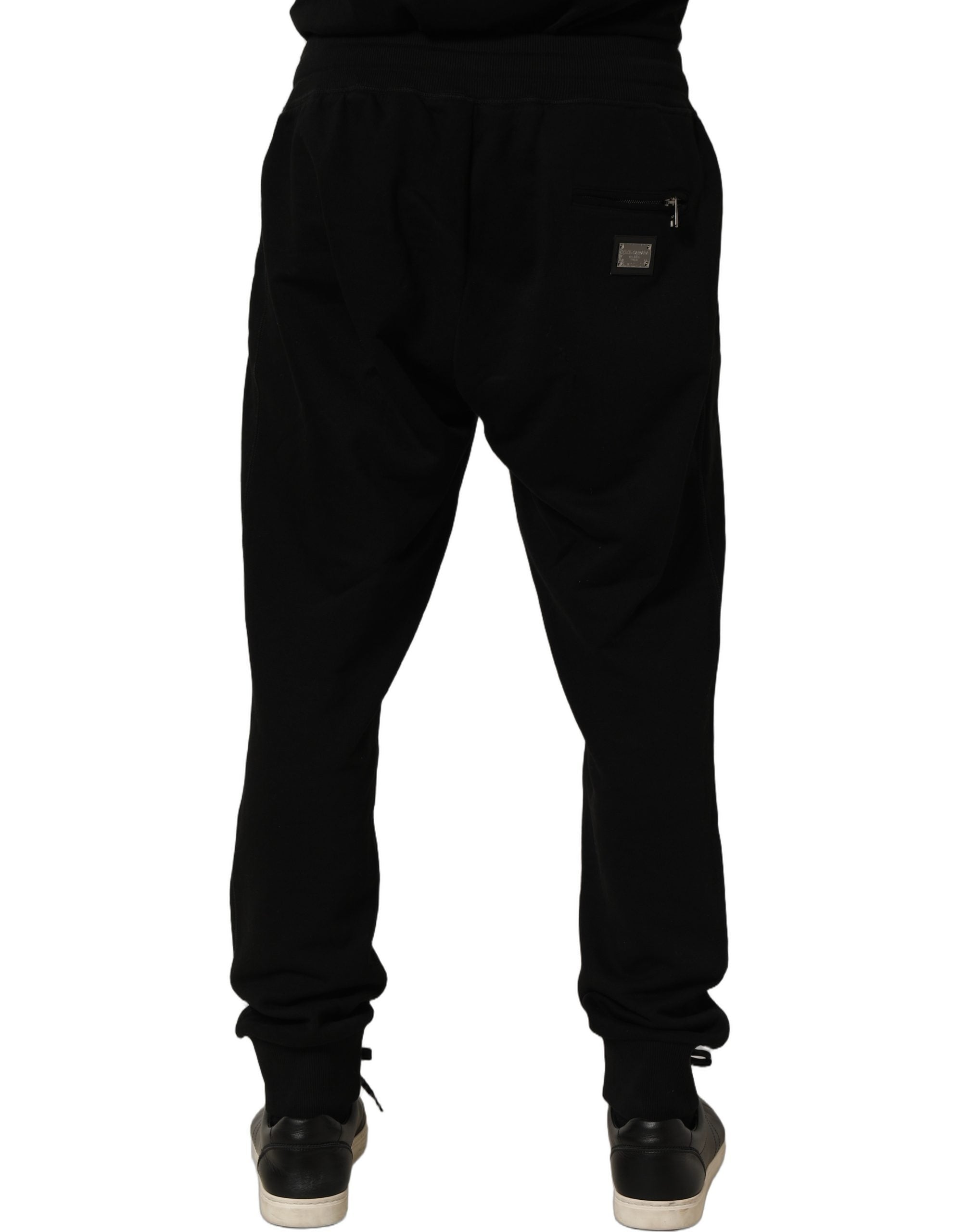 Dolce & Gabbana Black Cotton Logo Jogger Men SweatMen's Men's Pants (Pre-Owned)