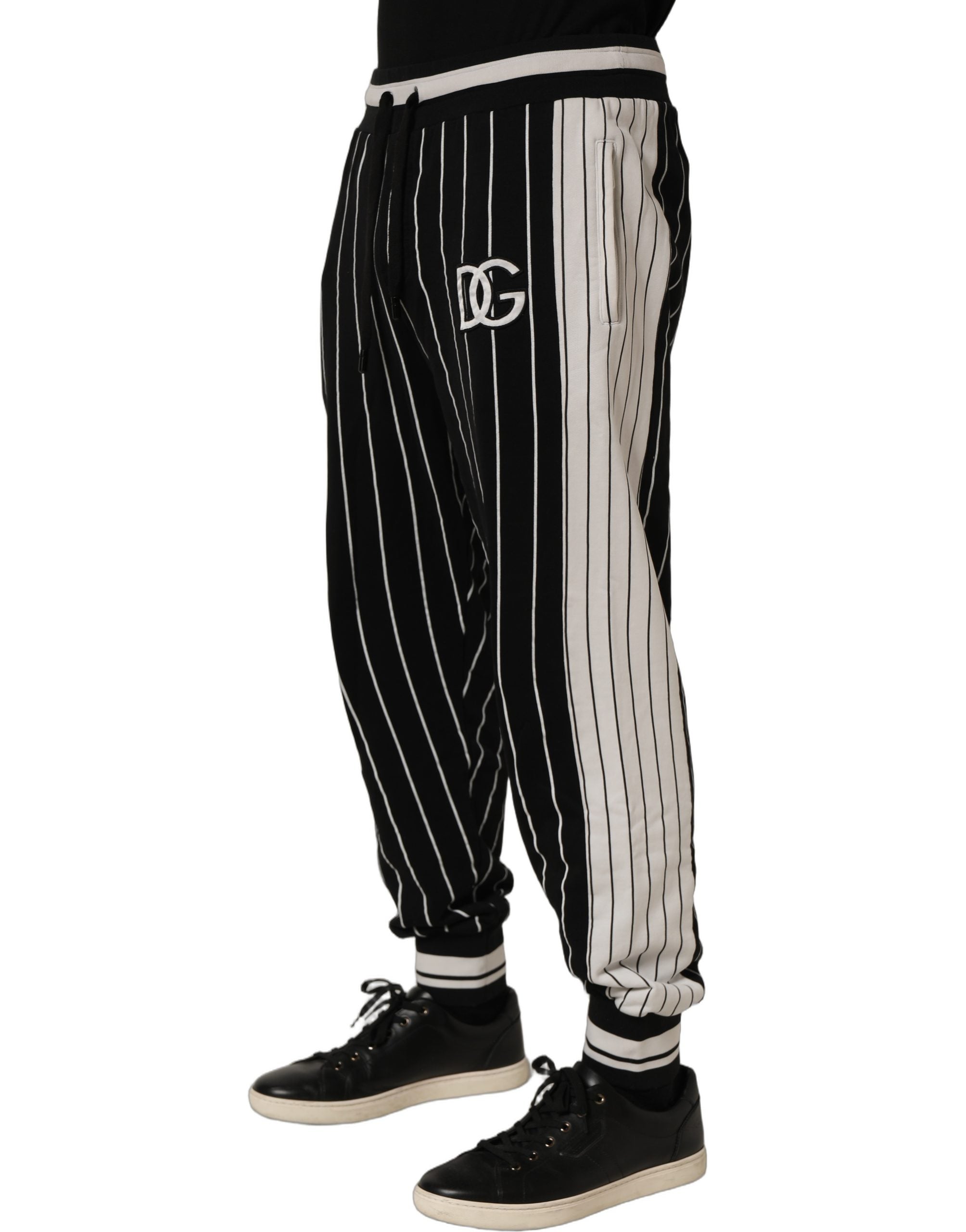 Dolce & Gabbana Black Striped DG Patch Men SweatMen's Men's Pants