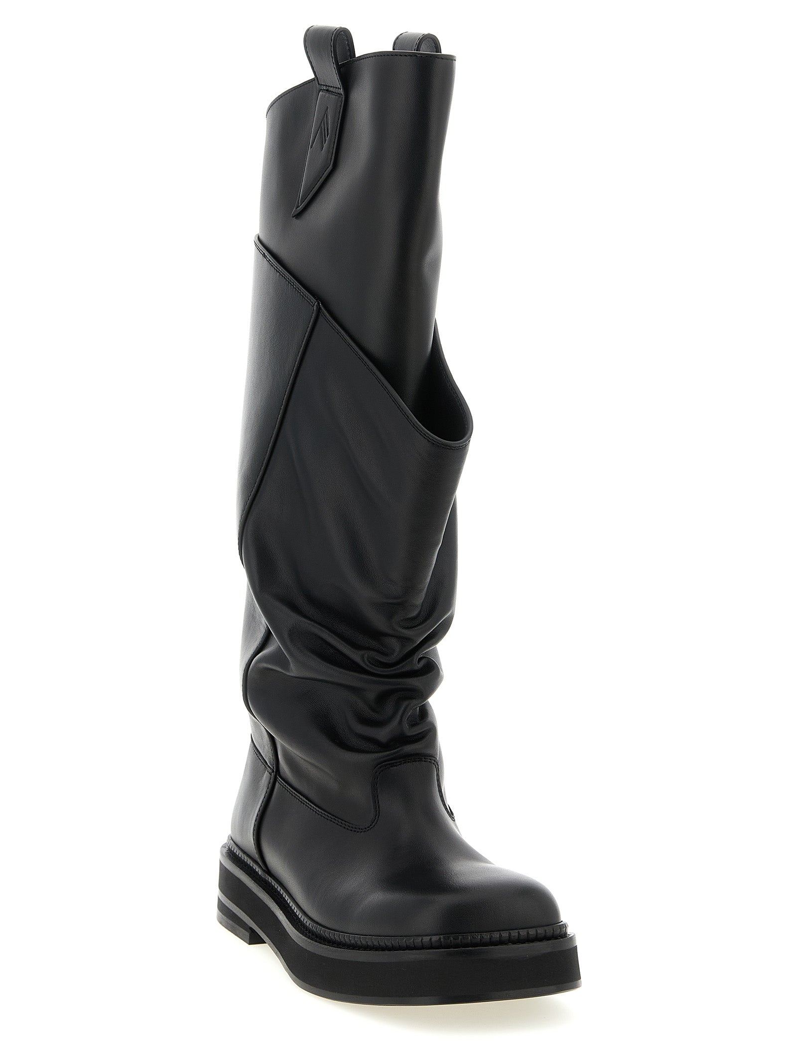 The Attico Black Calfskin Over The Women's Knee