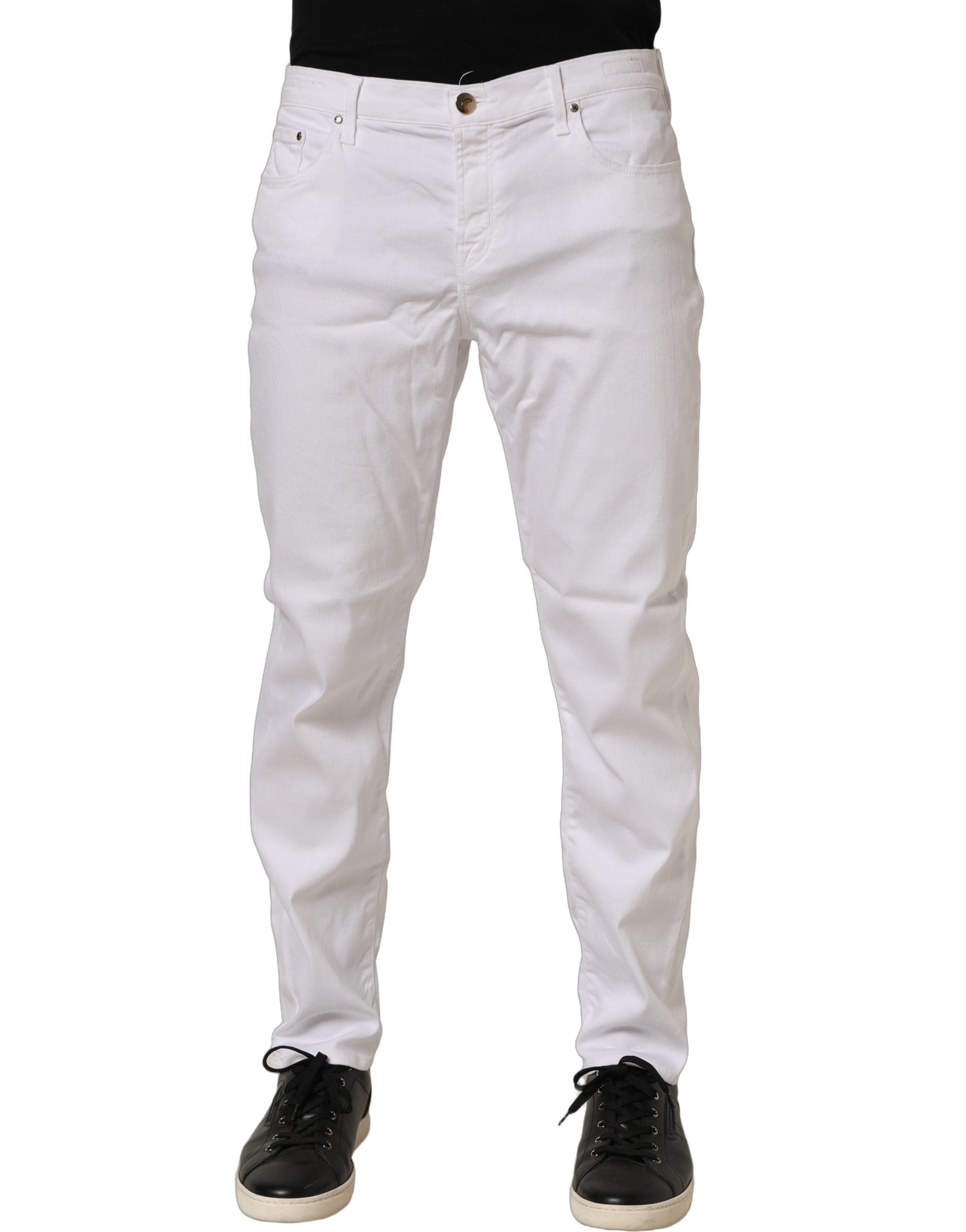 Jacob Cohen White Skinny Fit Mid Waist Men Denim Trouser Men's Jeans (Pre-Owned)
