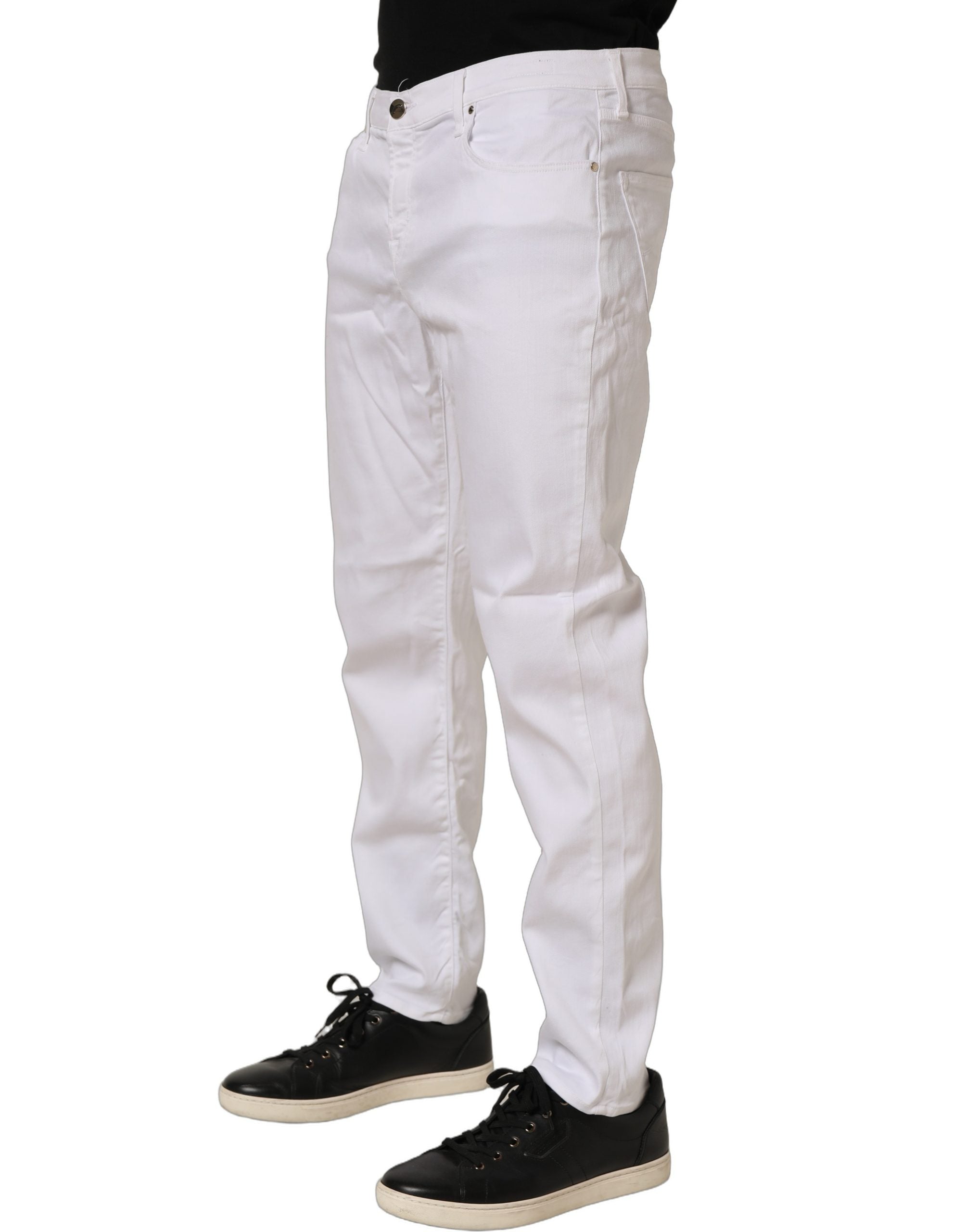 Jacob Cohen White Skinny Fit Mid Waist Men Denim Trouser Men's Jeans (Pre-Owned)