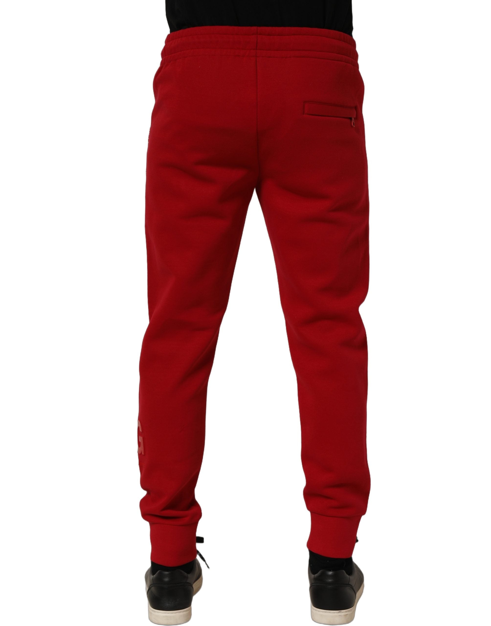 Dolce & Gabbana Red Cotton Drawstring Jogger Men Trouser Men's Pants (Pre-Owned)
