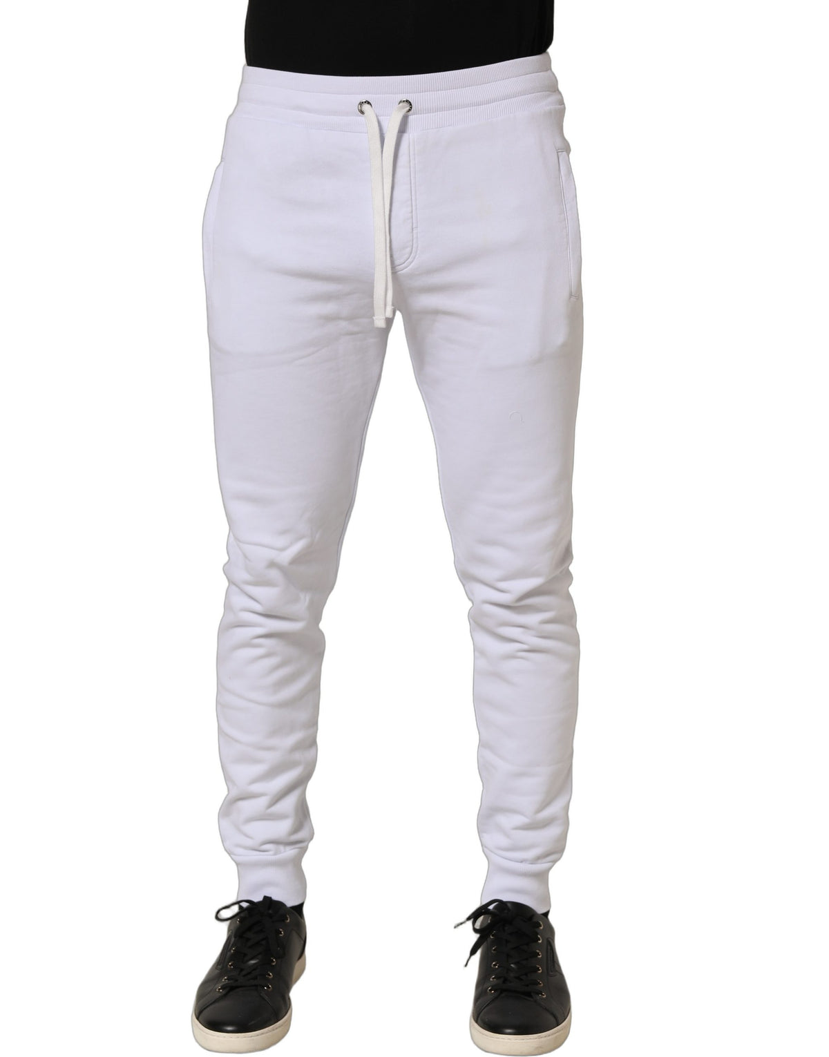 Dolce & Gabbana White Cotton Drawstring Jogger Trouser Men's Pants (Pre-Owned)