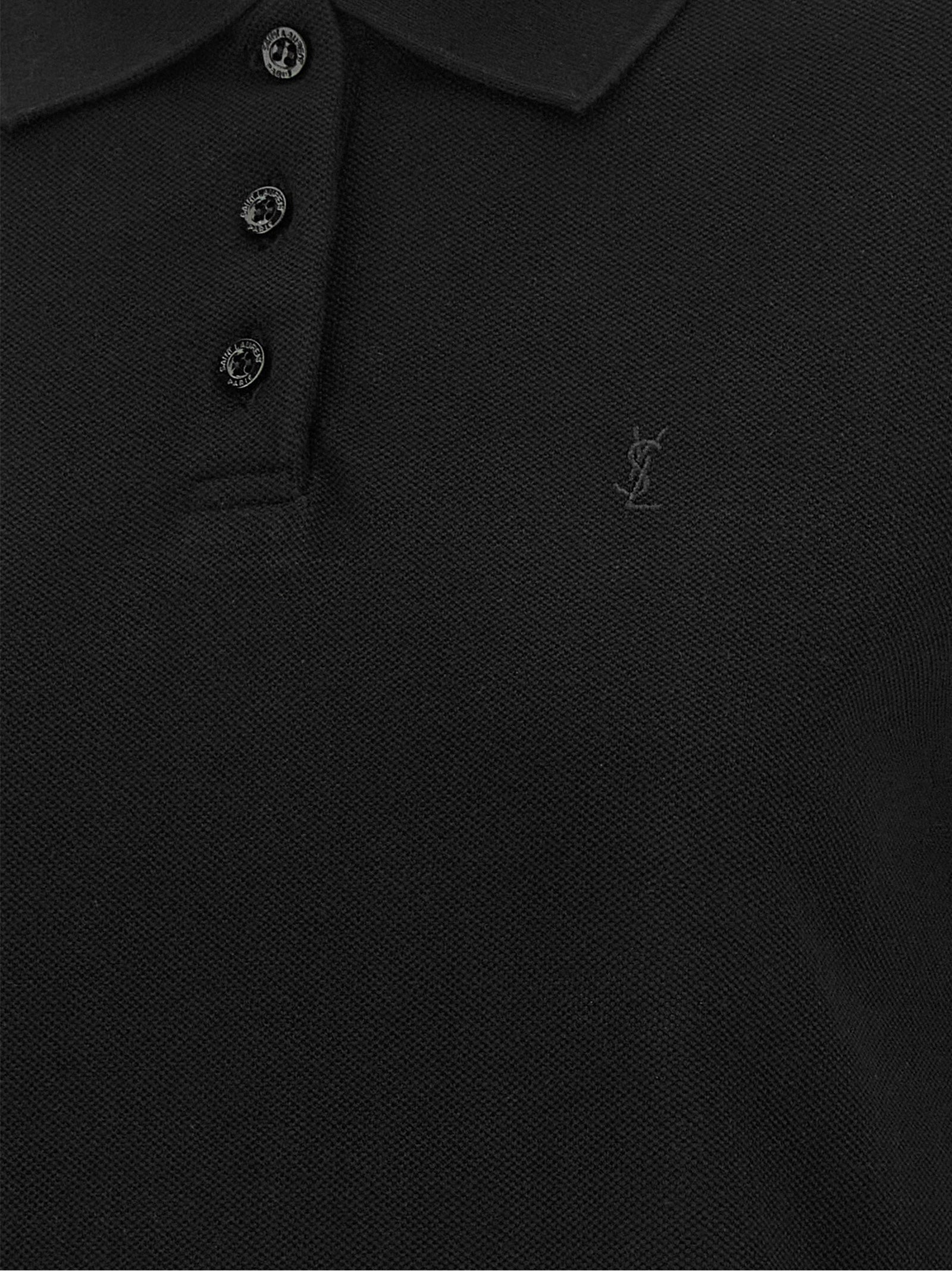 Saint Laurent Black Cotton Polo Women's Shirt
