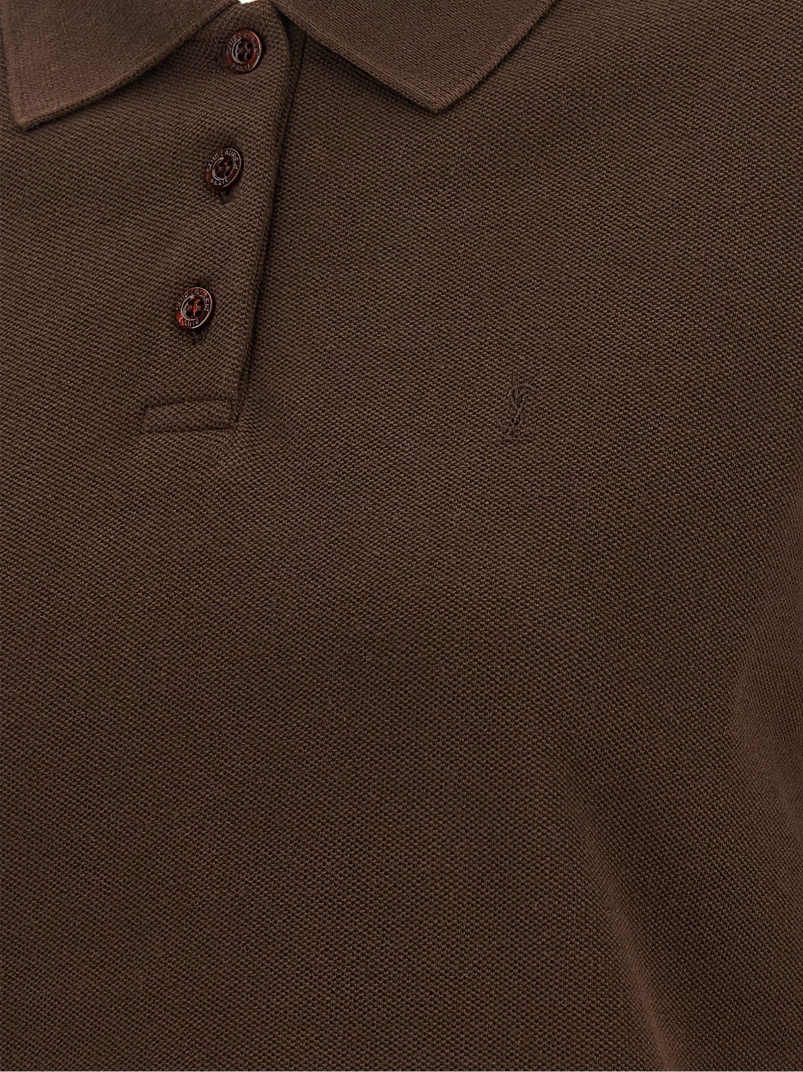 Saint Laurent Brown Cotton Polo Women's Shirt