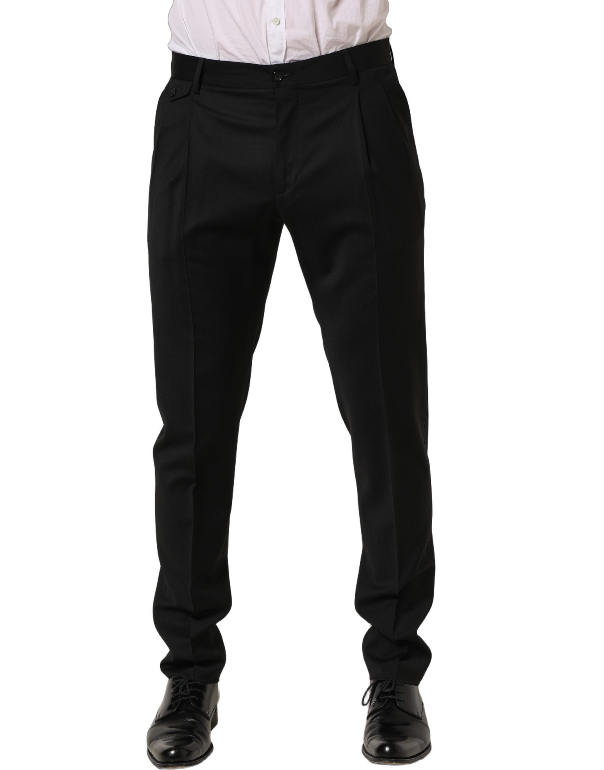 Dolce & Gabbana Black Wool Stretch Formal Dress Men's Trouser (Pre-Owned)
