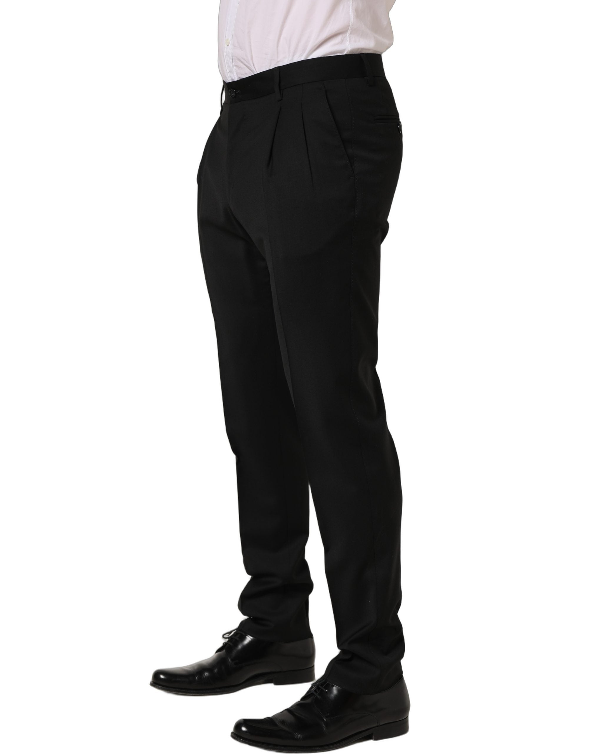 Dolce & Gabbana Black Wool Stretch Formal Dress Men's Trouser (Pre-Owned)