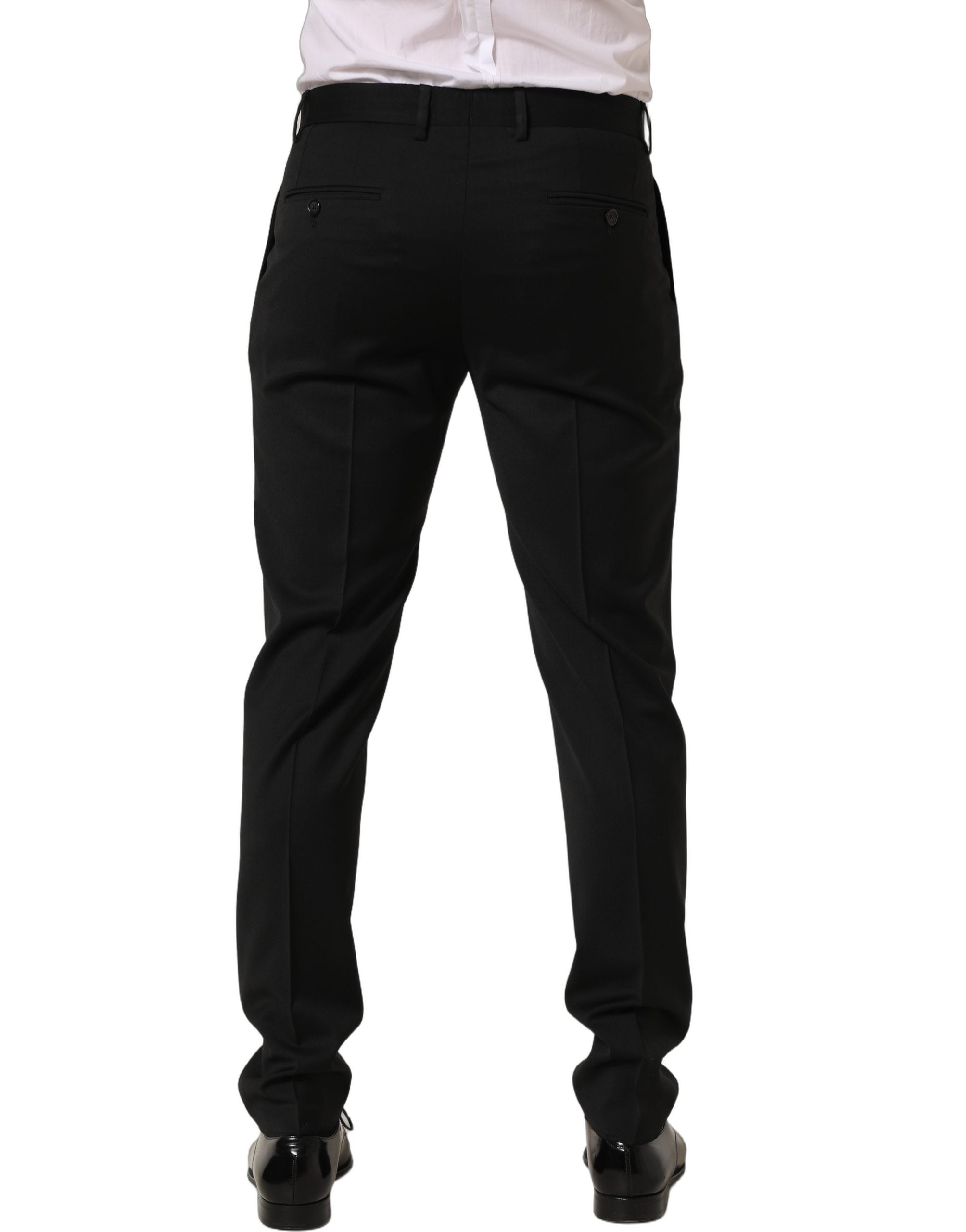 Dolce & Gabbana Black Wool Stretch Formal Dress Men's Trouser (Pre-Owned)