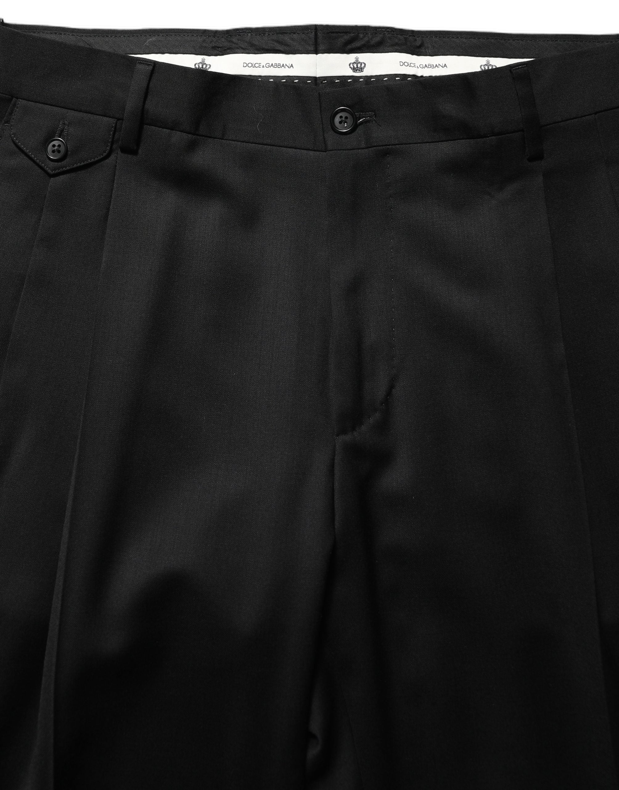 Dolce & Gabbana Black Wool Stretch Formal Dress Men's Trouser (Pre-Owned)