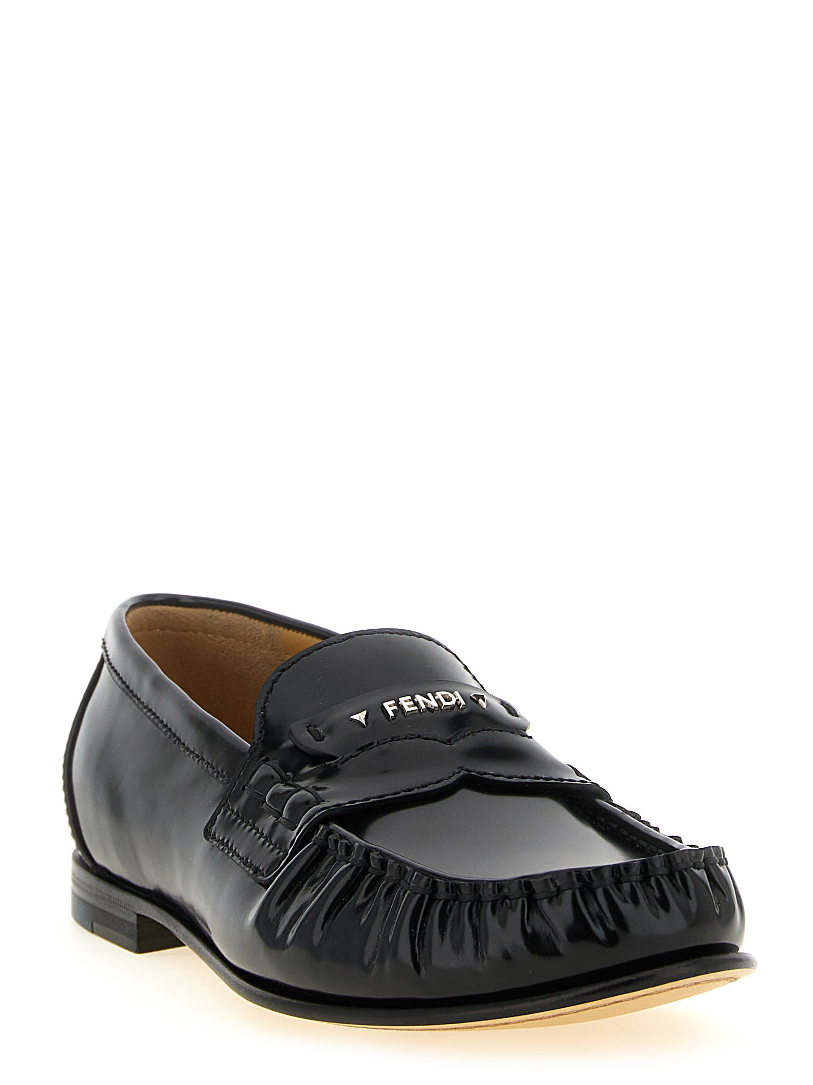 Fendi Black Calfskin Slip-On Women's Loafers