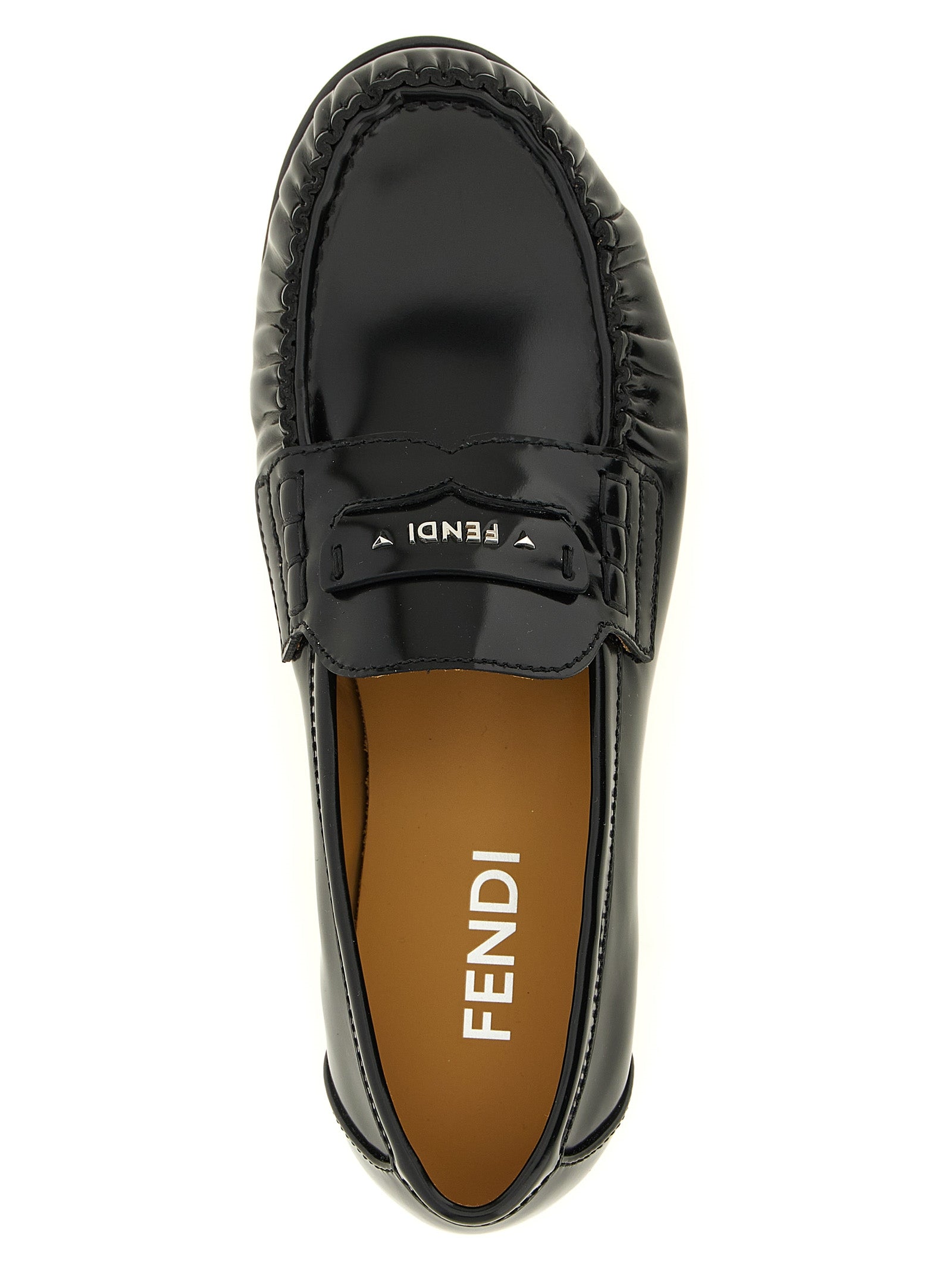 Fendi Black Calfskin Slip-On Women's Loafers