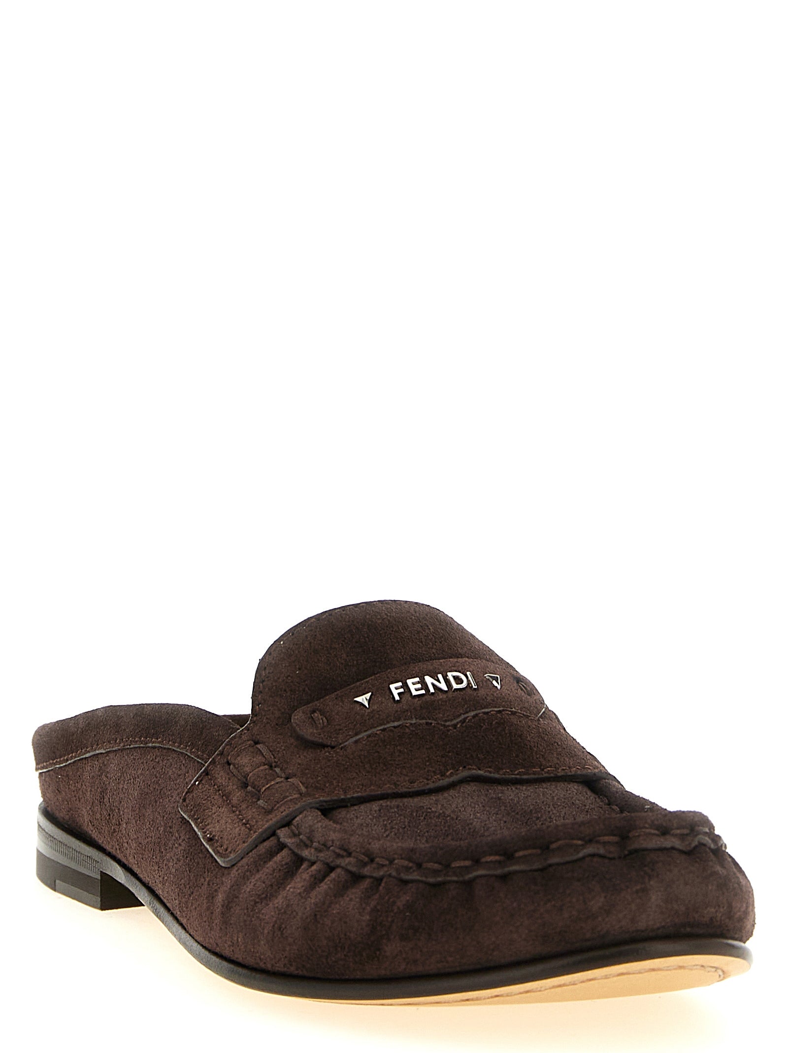 Fendi Brown Calfskin Slip-On Women's Loafers
