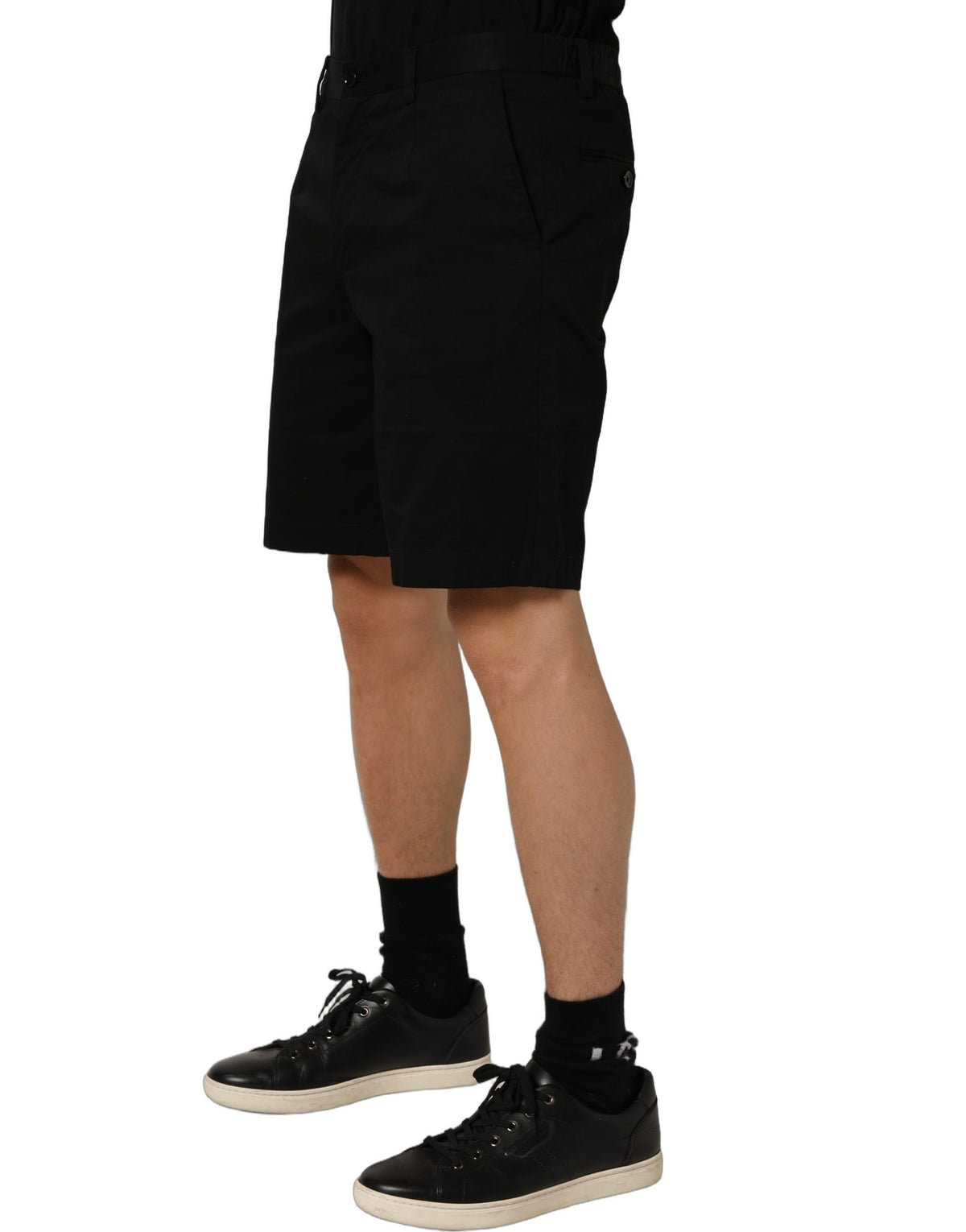 Dolce & Gabbana Black Cotton Mid Waist Men Bermuda Men's Shorts