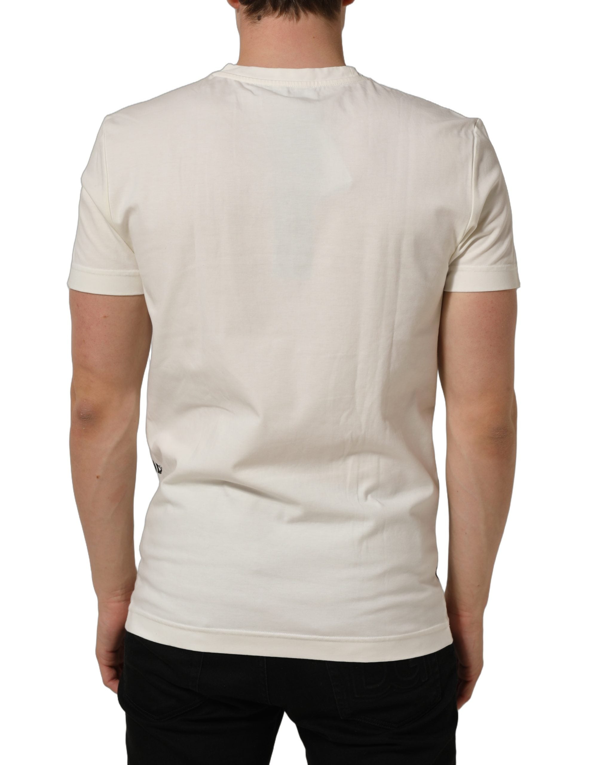 Dolce & Gabbana White Bandana Print Cotton Crew Neck Men's T-shirt (Pre-Owned)