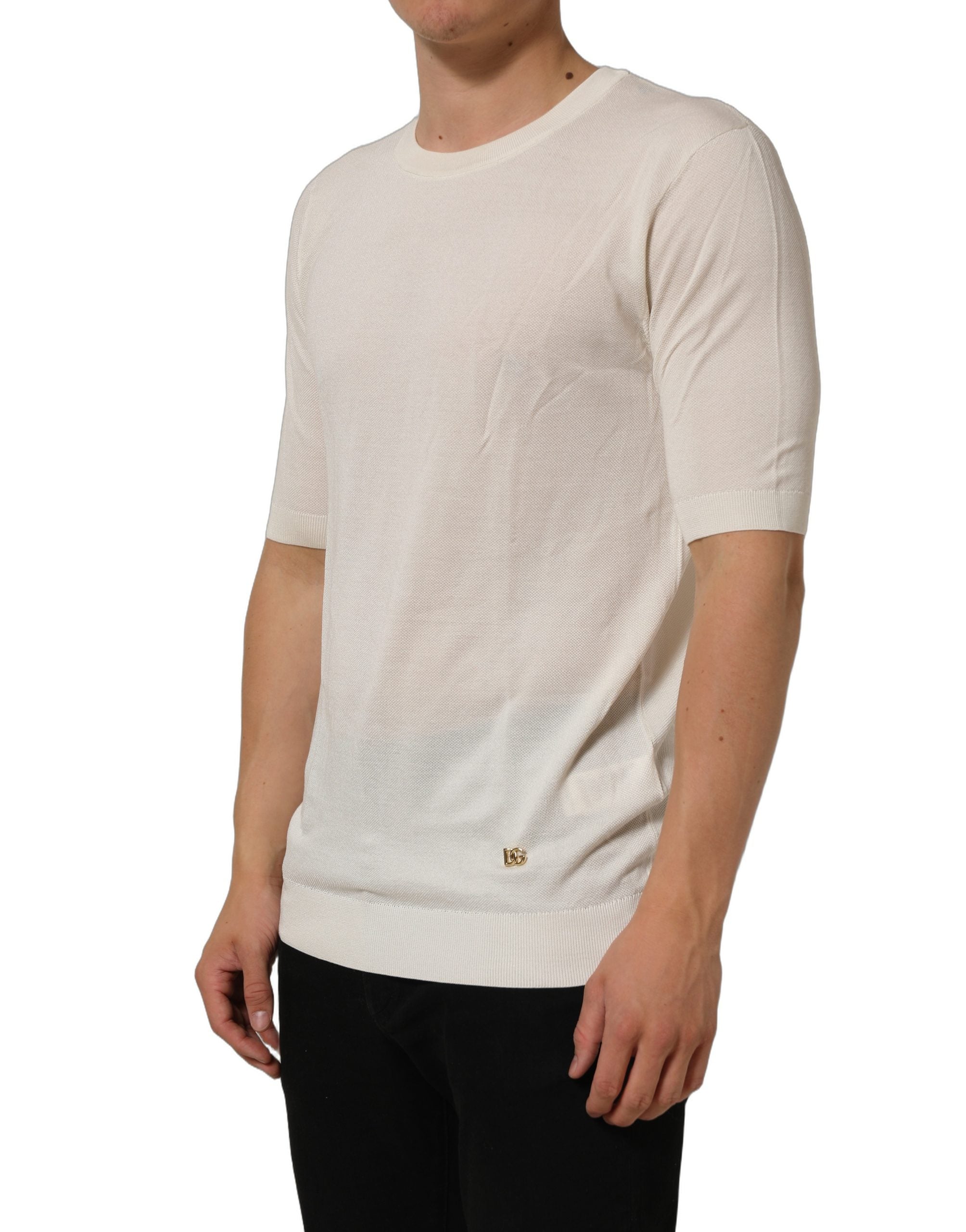 Dolce & Gabbana Off White Crew Neck Short Sleeves Men's T-shirt (Pre-Owned)