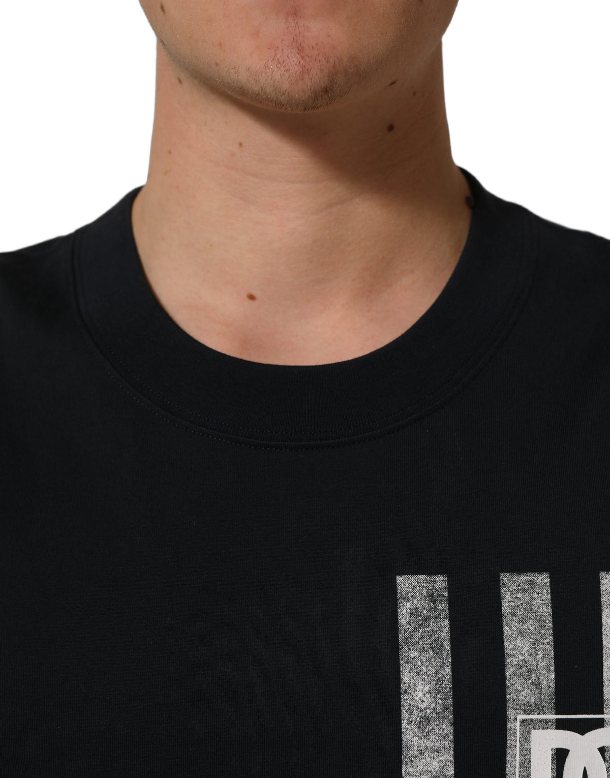 Dolce & Gabbana Blue Striped Print Cotton Crew Neck  Men's T-shirt (Pre-Owned)