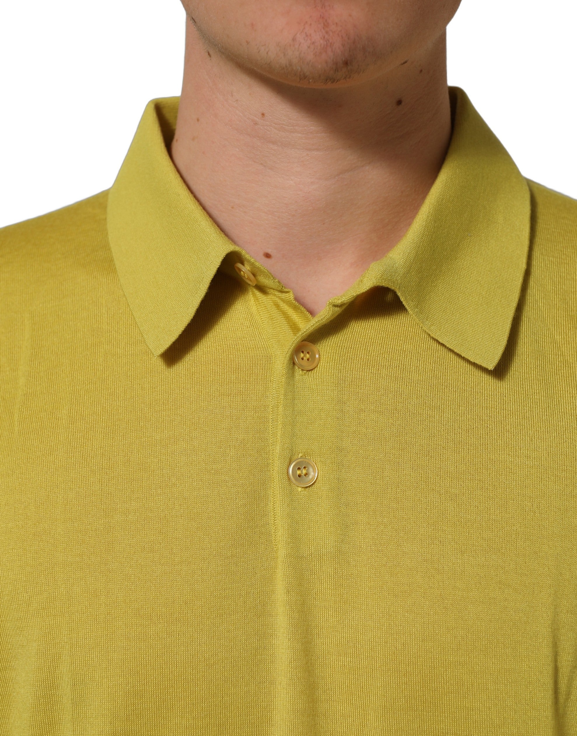 Dolce & Gabbana Yellow Cashmere Short Sleeves Polo Men's T-shirt
