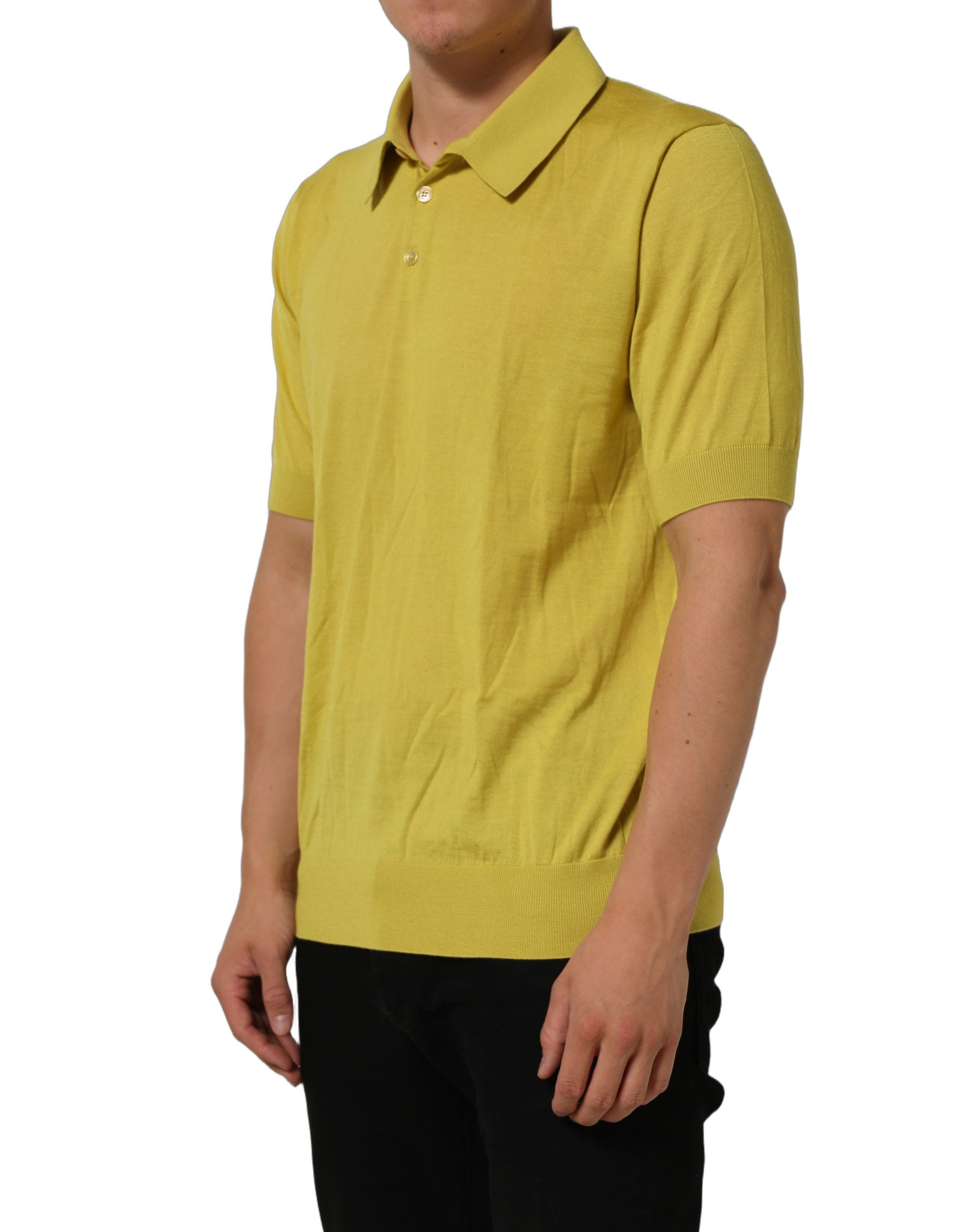 Dolce & Gabbana Yellow Cashmere Short Sleeves Polo Men's T-shirt