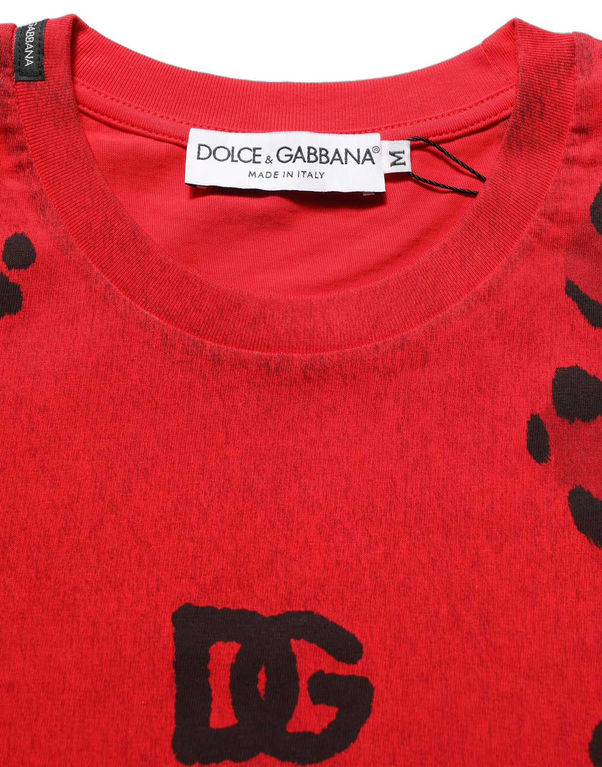 Dolce & Gabbana Red Leopard Print Short Sleeved Men Men's T-shirt (Pre-Owned)