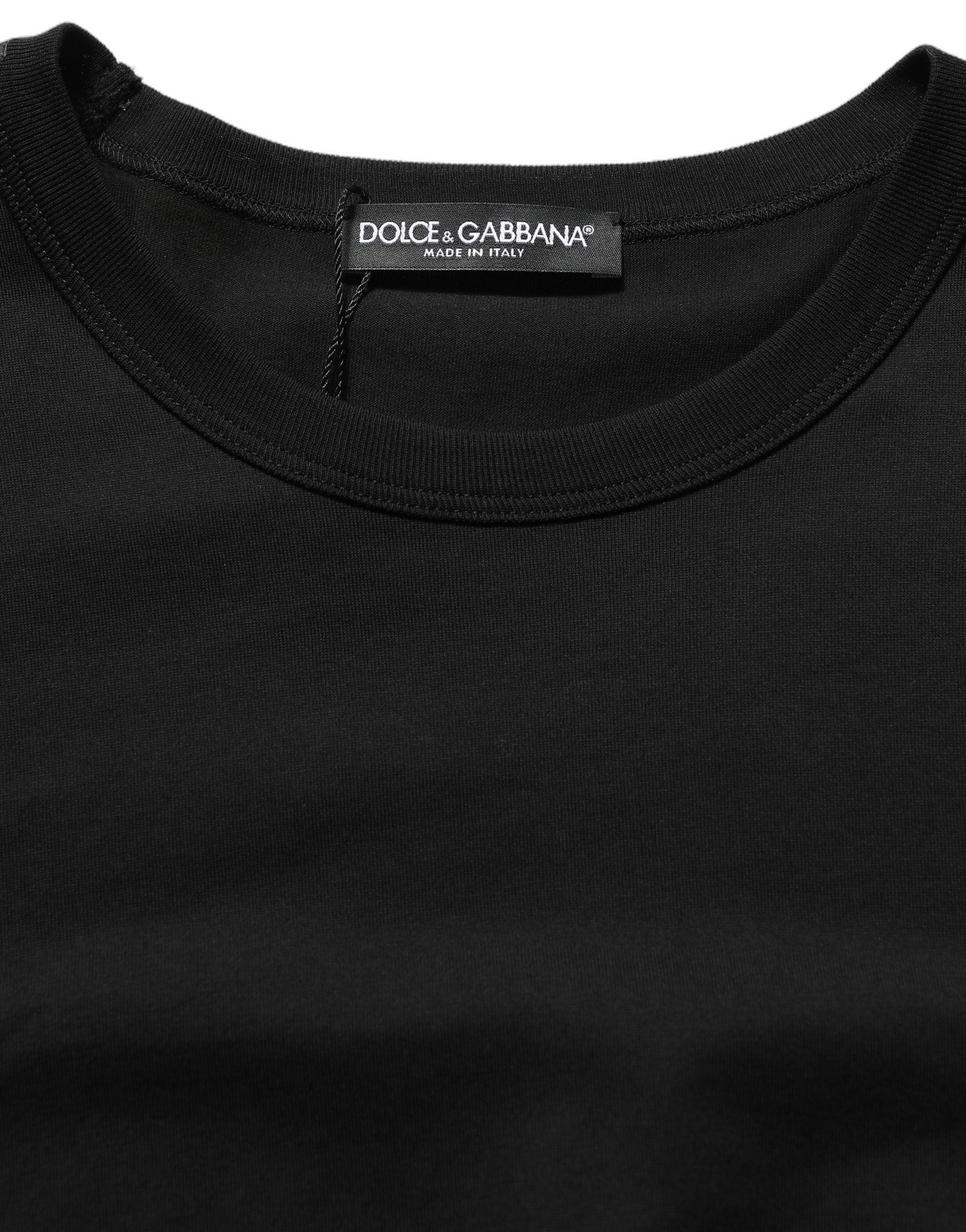 Dolce & Gabbana Black Cotton Crew Neck Short Sleeve Men's T-shirt