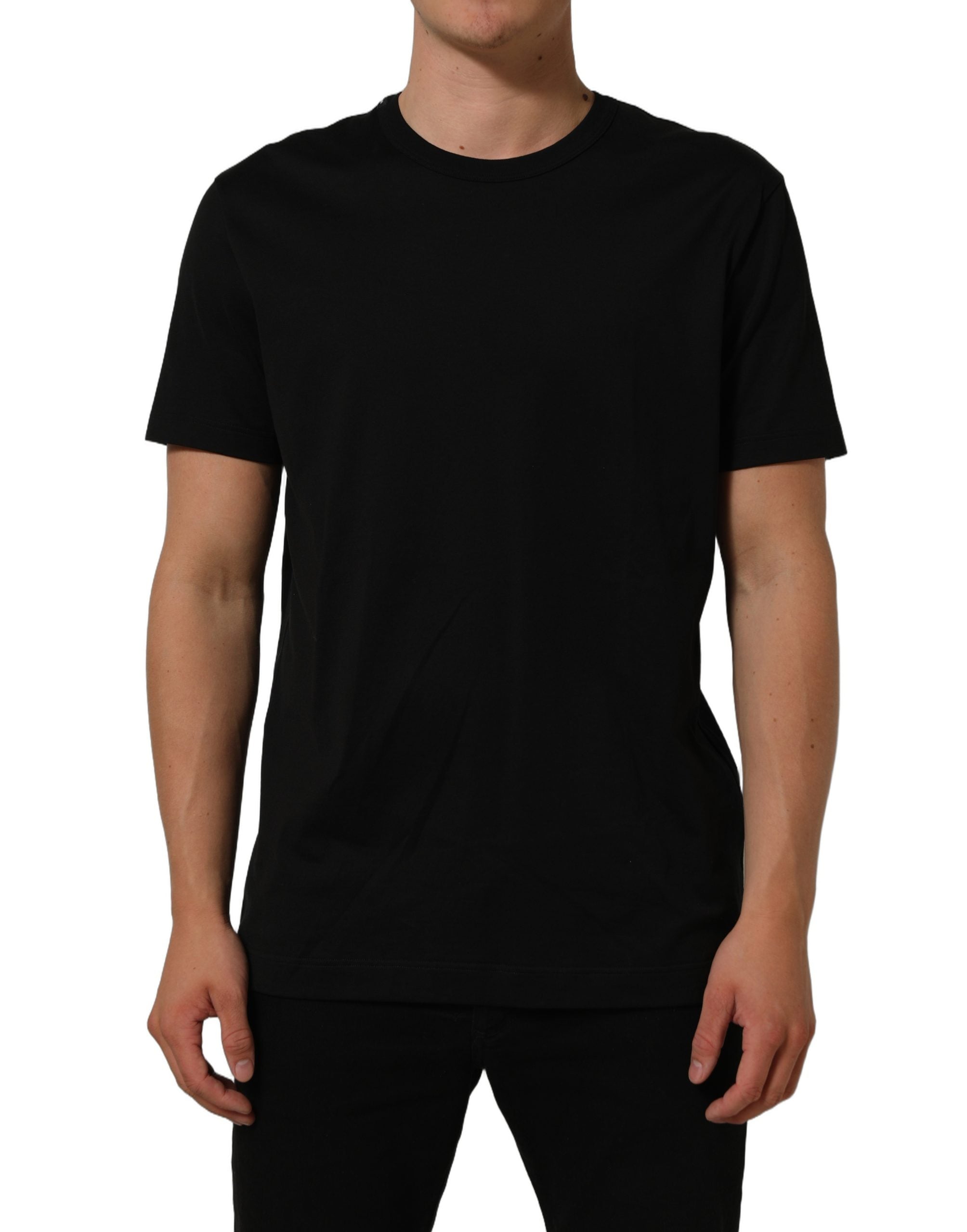 Dolce & Gabbana Black Cotton Crew Neck Short Sleeve Men's T-shirt