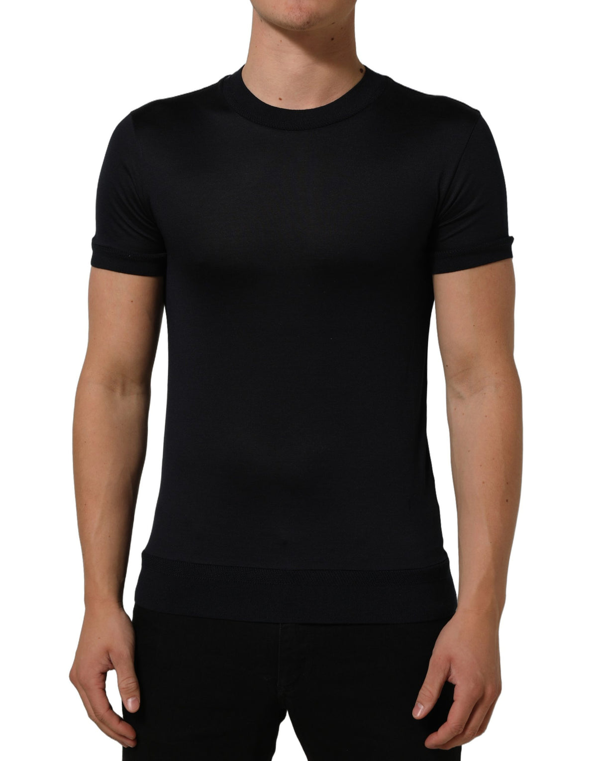 Dolce & Gabbana Blue Cotton Crew Neck Short Sleeve Men's T-shirt (Pre-Owned)