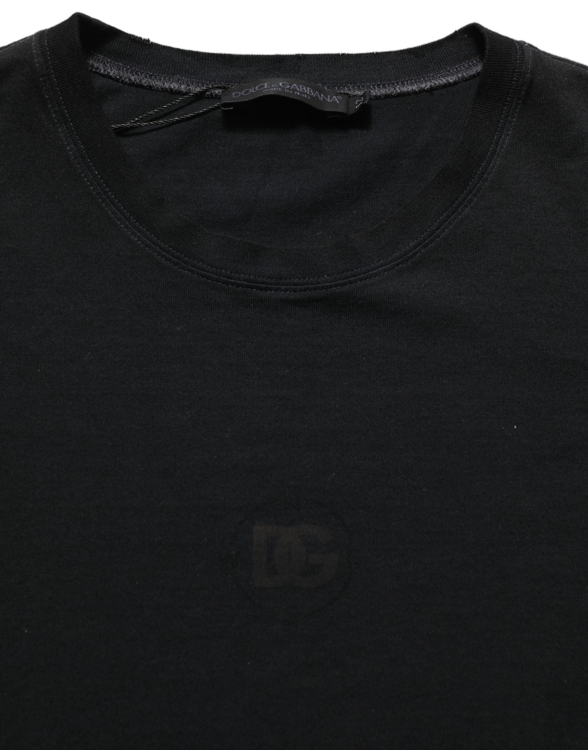 Dolce & Gabbana Black Cotton Short Sleeve Crew Neck Men's T-shirt
