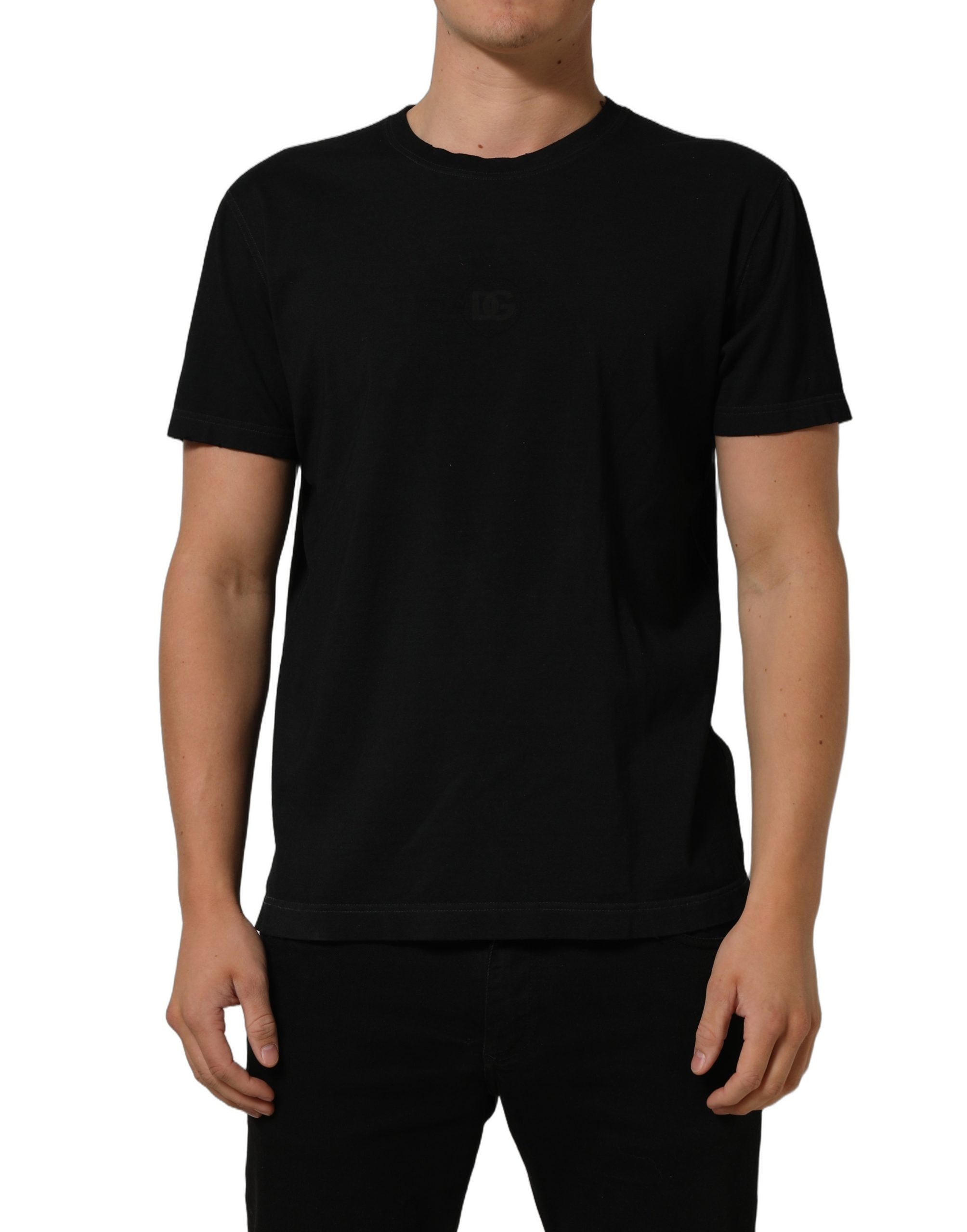 Dolce & Gabbana Black Cotton Short Sleeve Crew Neck Men's T-shirt