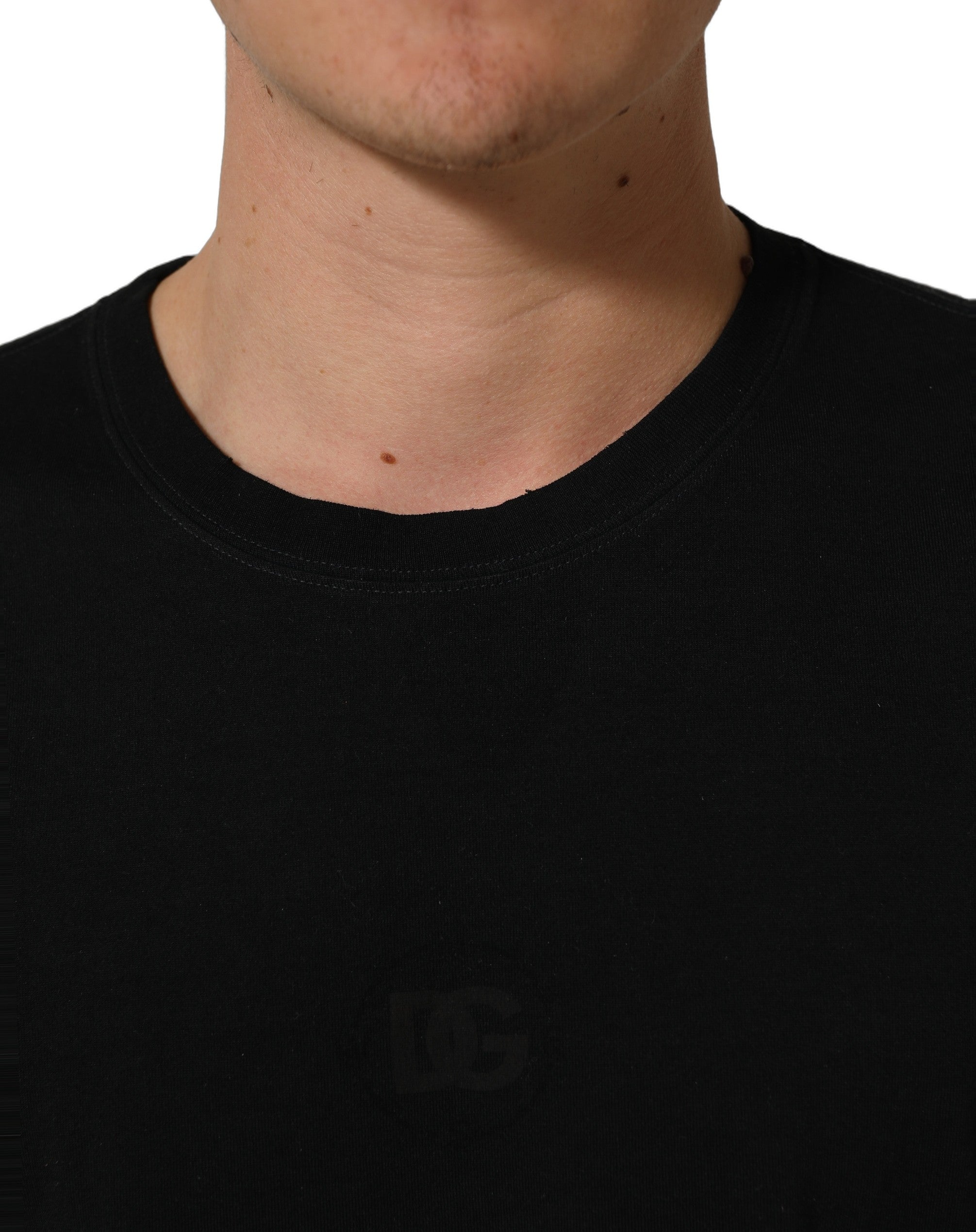 Dolce & Gabbana Black Cotton Short Sleeve Crew Neck Men's T-shirt