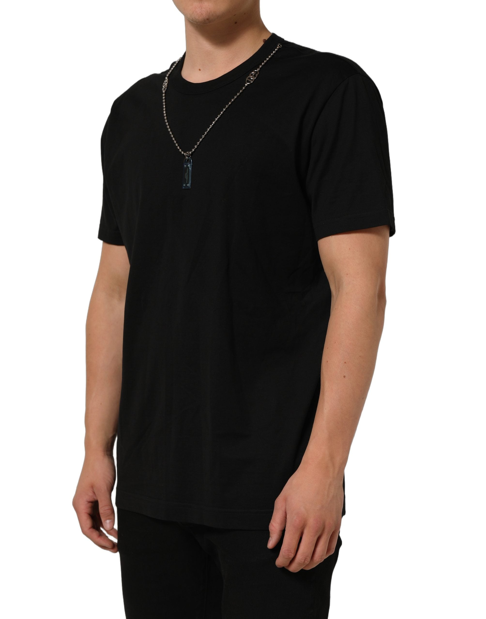 Dolce & Gabbana Black Dog Tag Short Sleeve CrewNeck Men's T-shirt