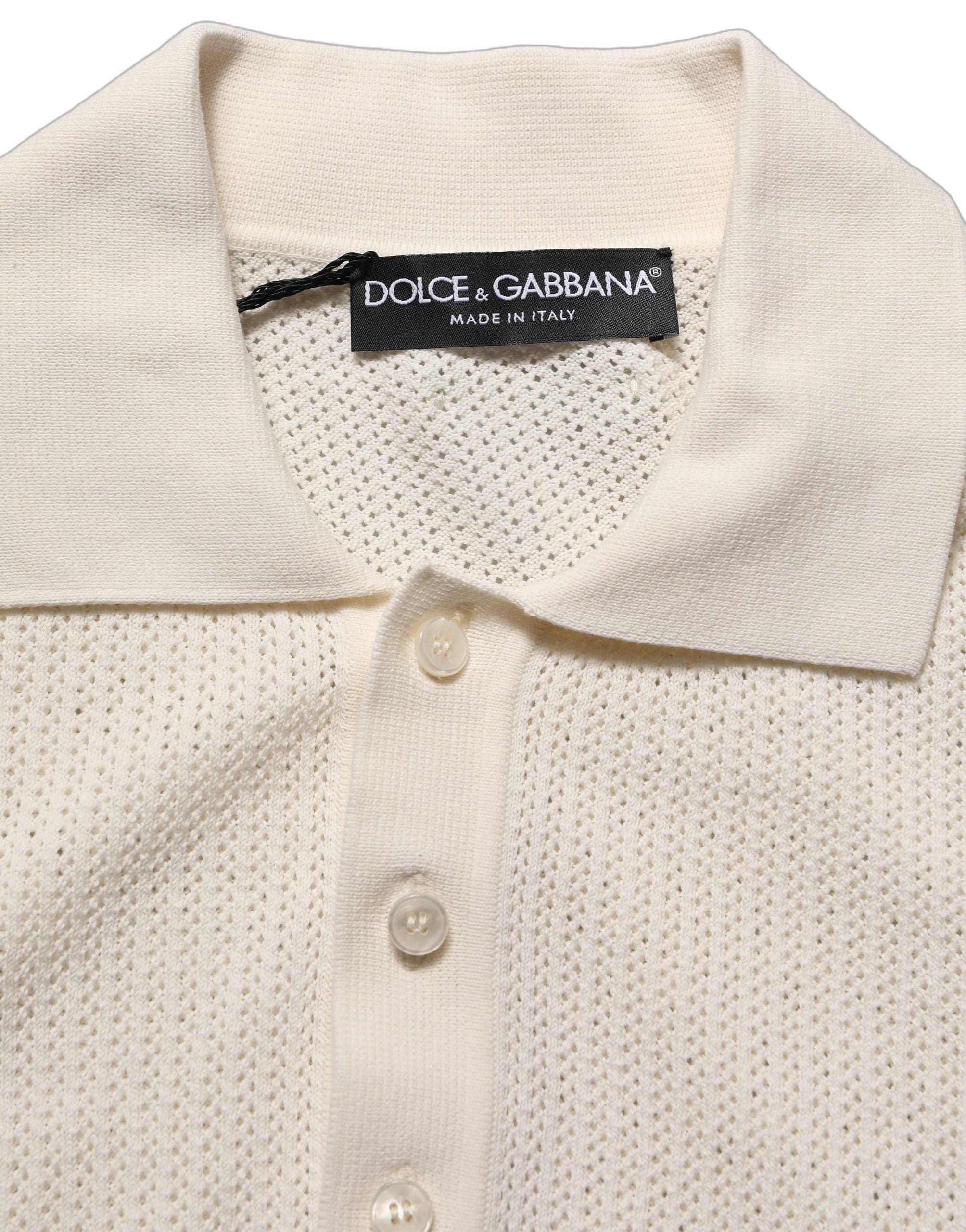 Dolce & Gabbana Off White Cotton Collared Men Polo Men's T-shirt (Pre-Owned)