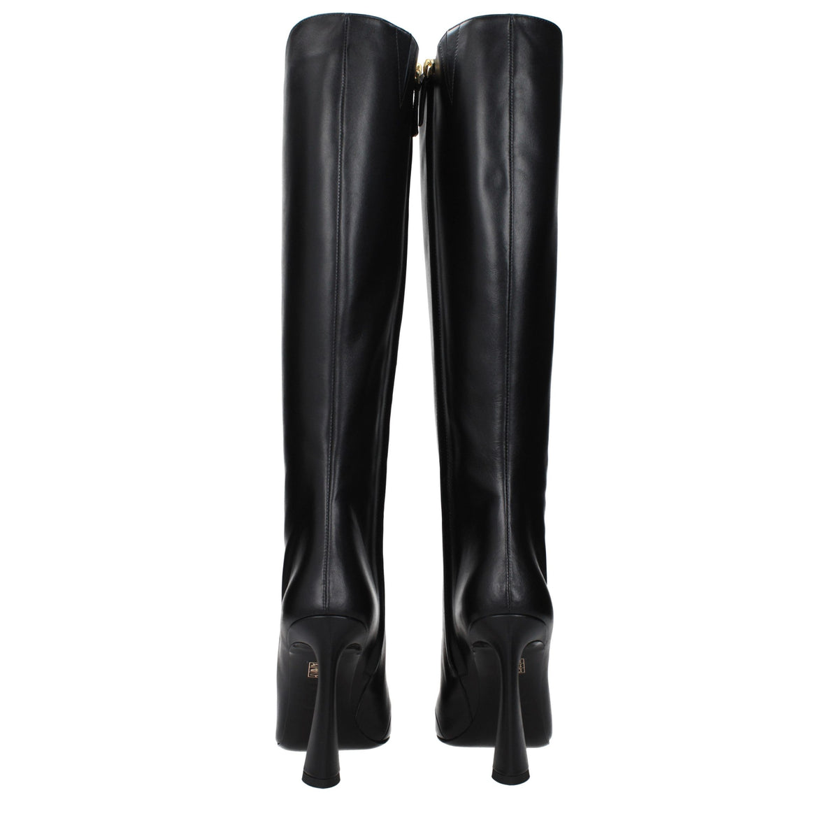 Versace Black Leather High Heel Women's Boots