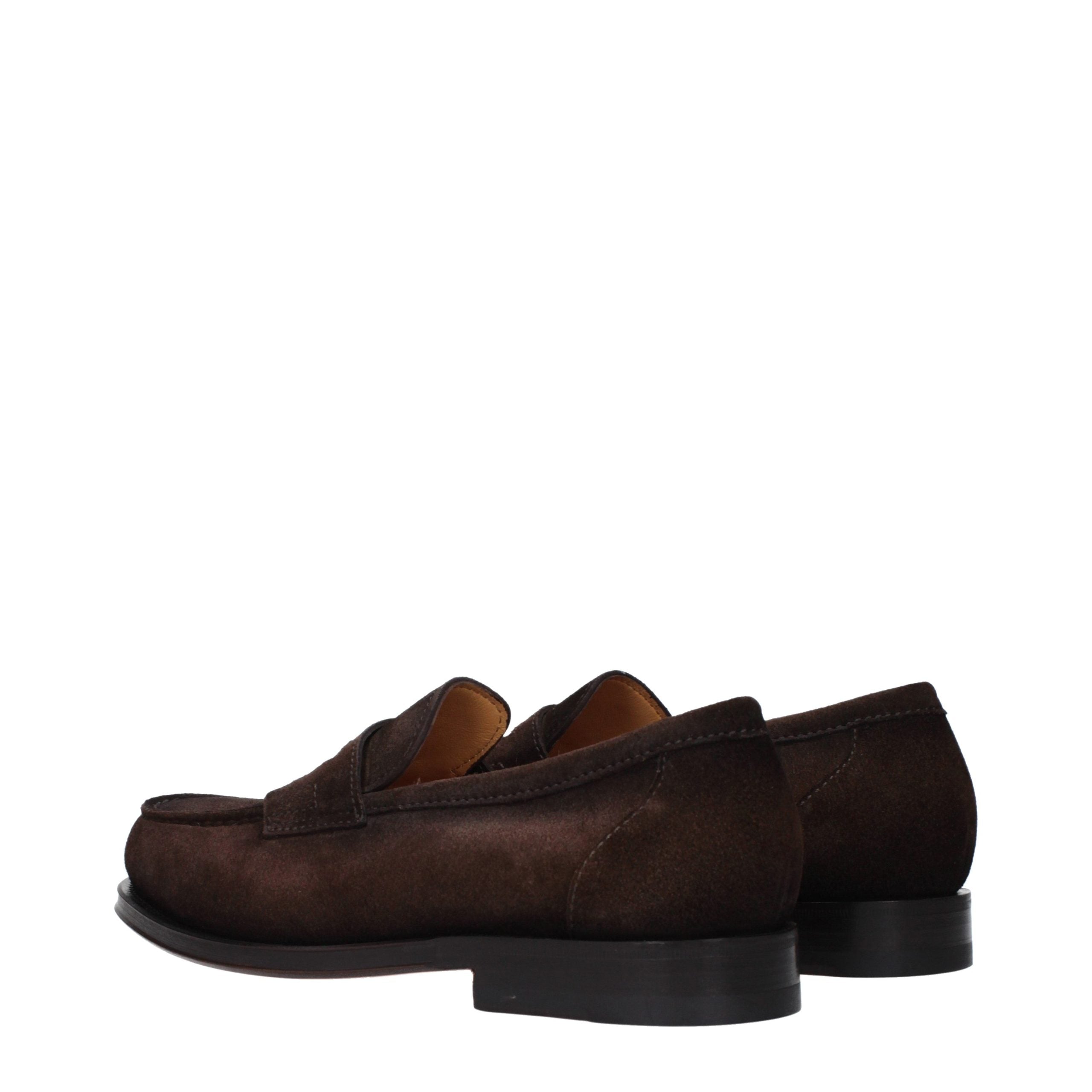 Santoni Brown Leather Slip-On Men's Loafers