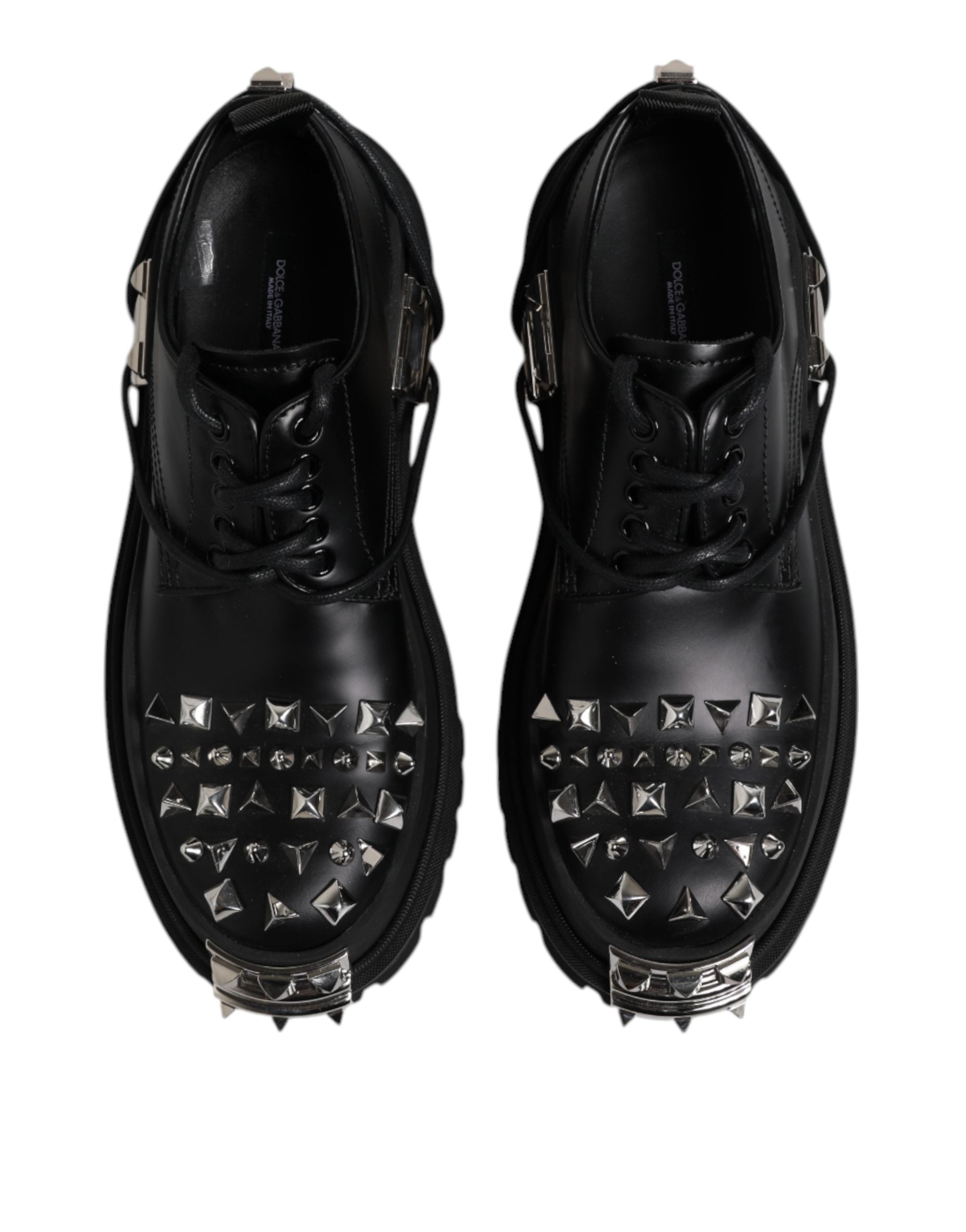 Dolce & Gabbana Black Studded Leather Hi-Trekking Derby Men Men's Shoes