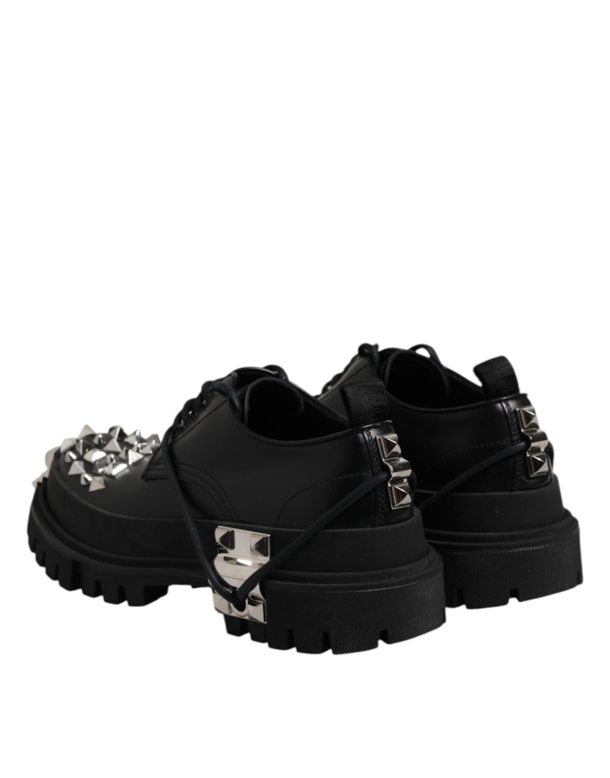 Dolce & Gabbana Black Studded Leather Hi-Trekking Derby Men Men's Shoes