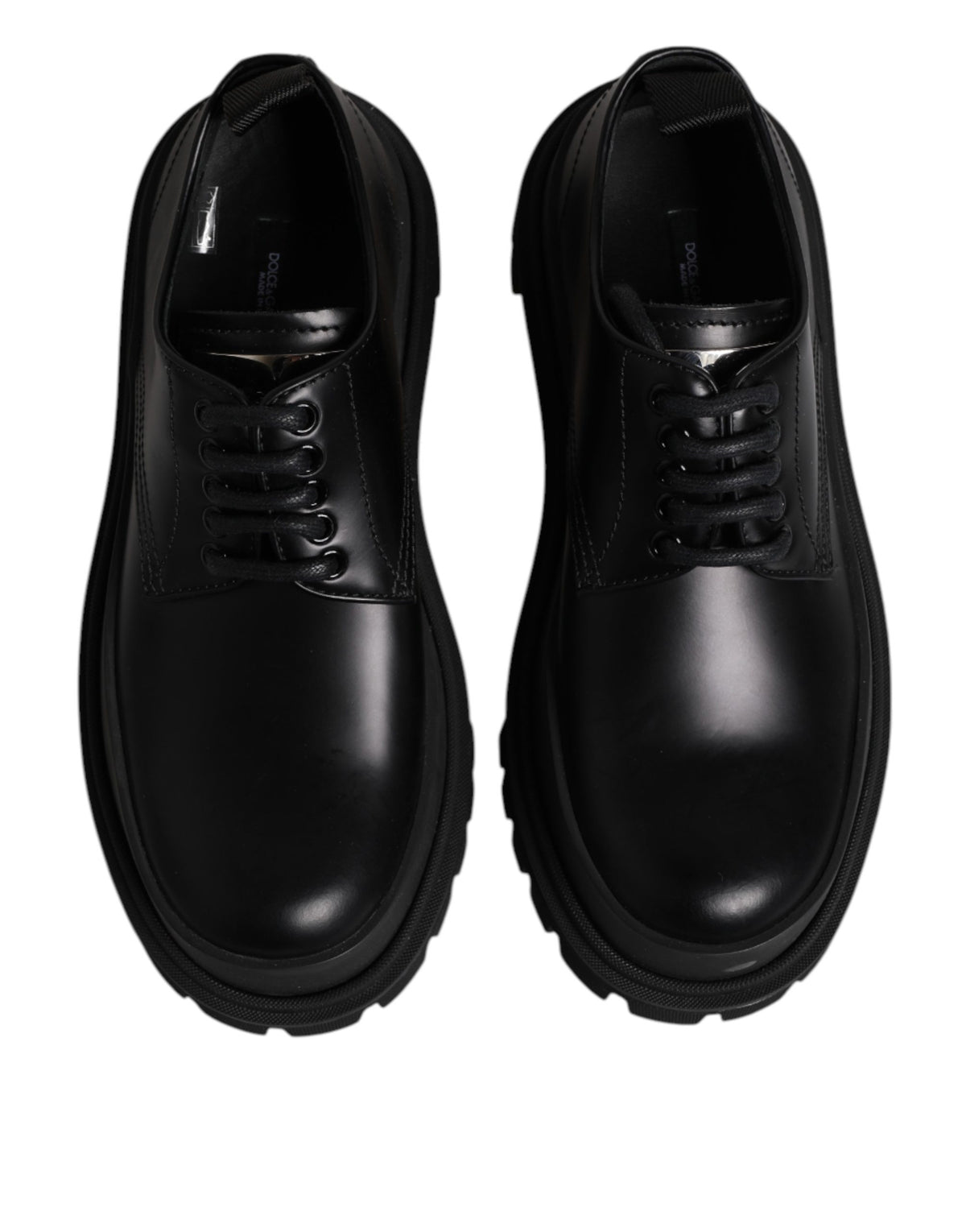 Dolce & Gabbana Black Leather Hi-Trekking Derby Men's Shoes (Pre-Owned)