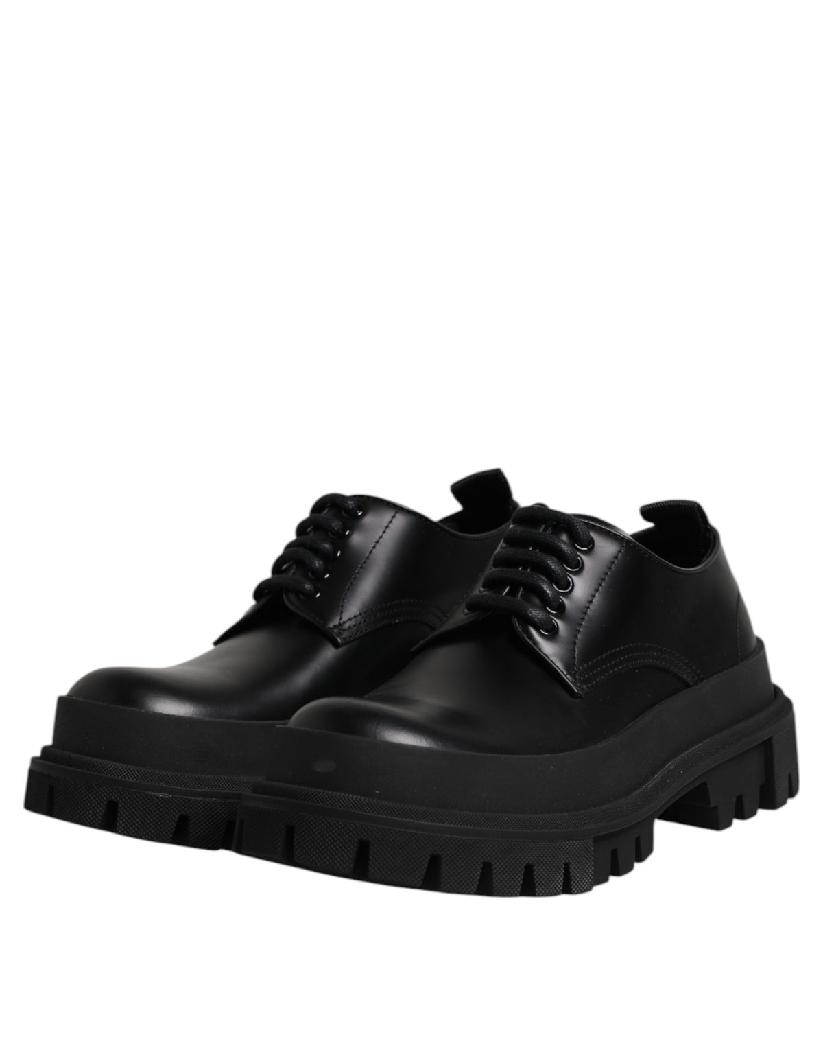 Dolce & Gabbana Black Leather Hi-Trekking Derby Men's Shoes (Pre-Owned)