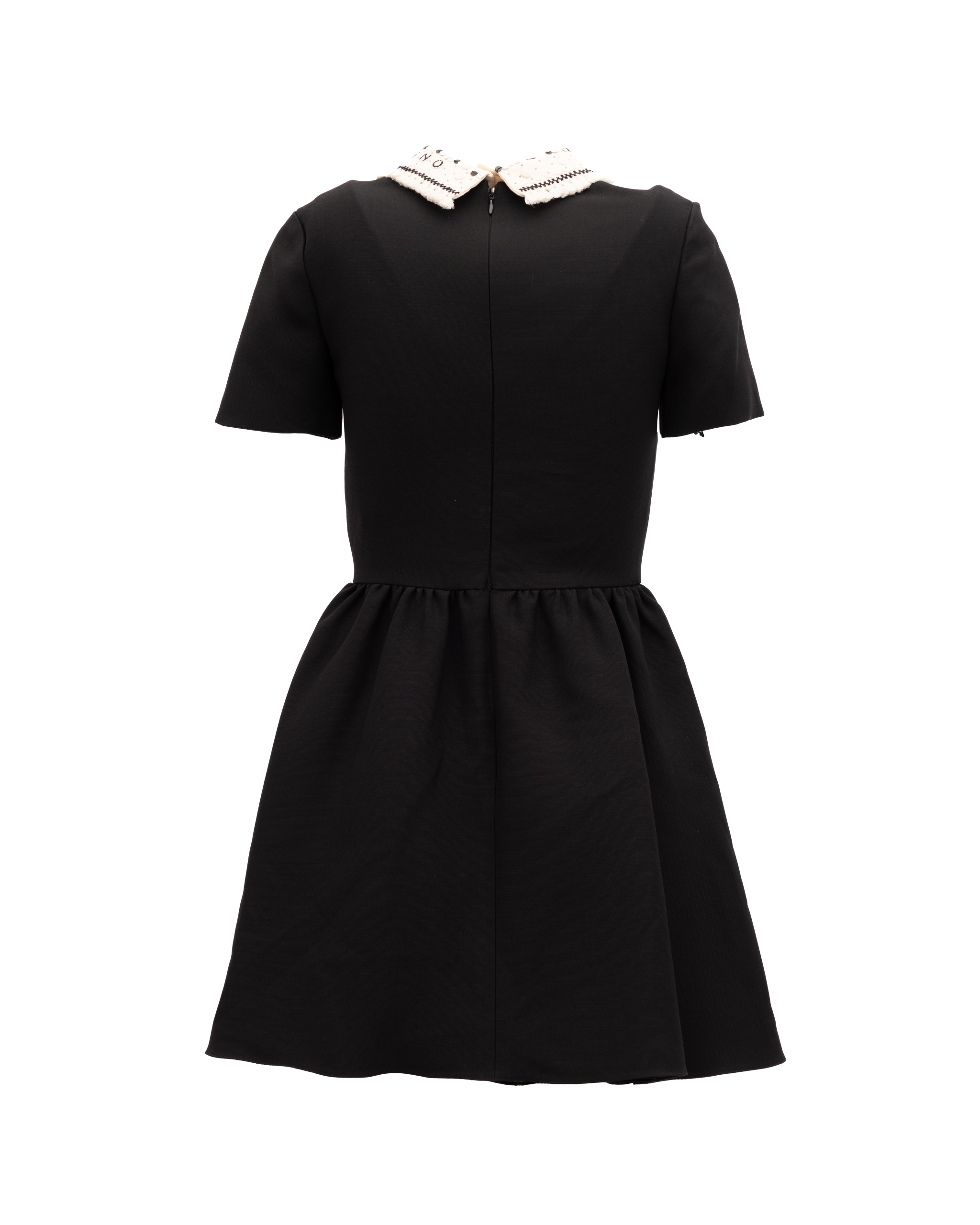 Valentino Garavani Black Mini Dress with Embellished Women's Collar