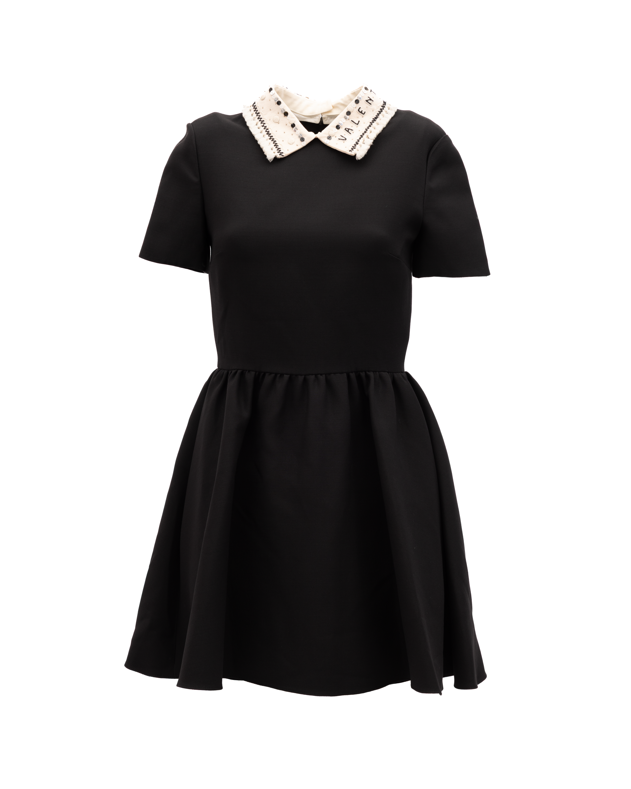 Valentino Garavani Black Mini Dress with Embellished Women's Collar