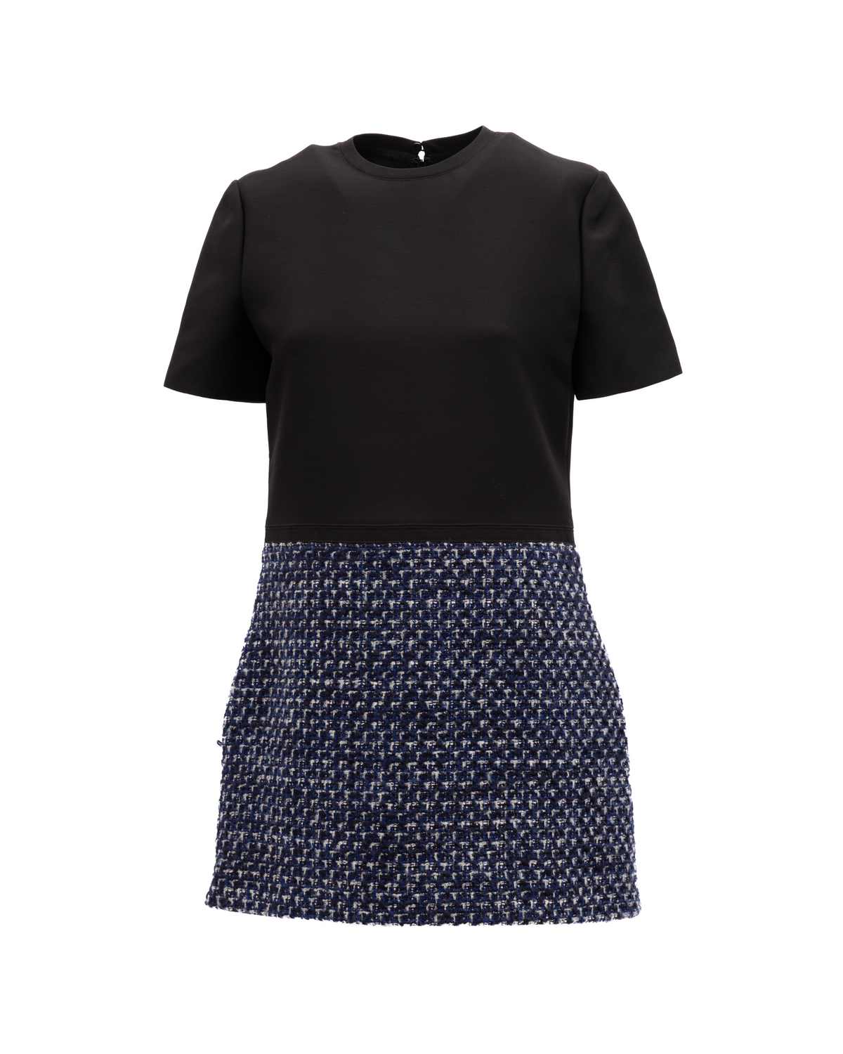 Valentino Garavani Black and Blue Tweed Mini Women's Dress