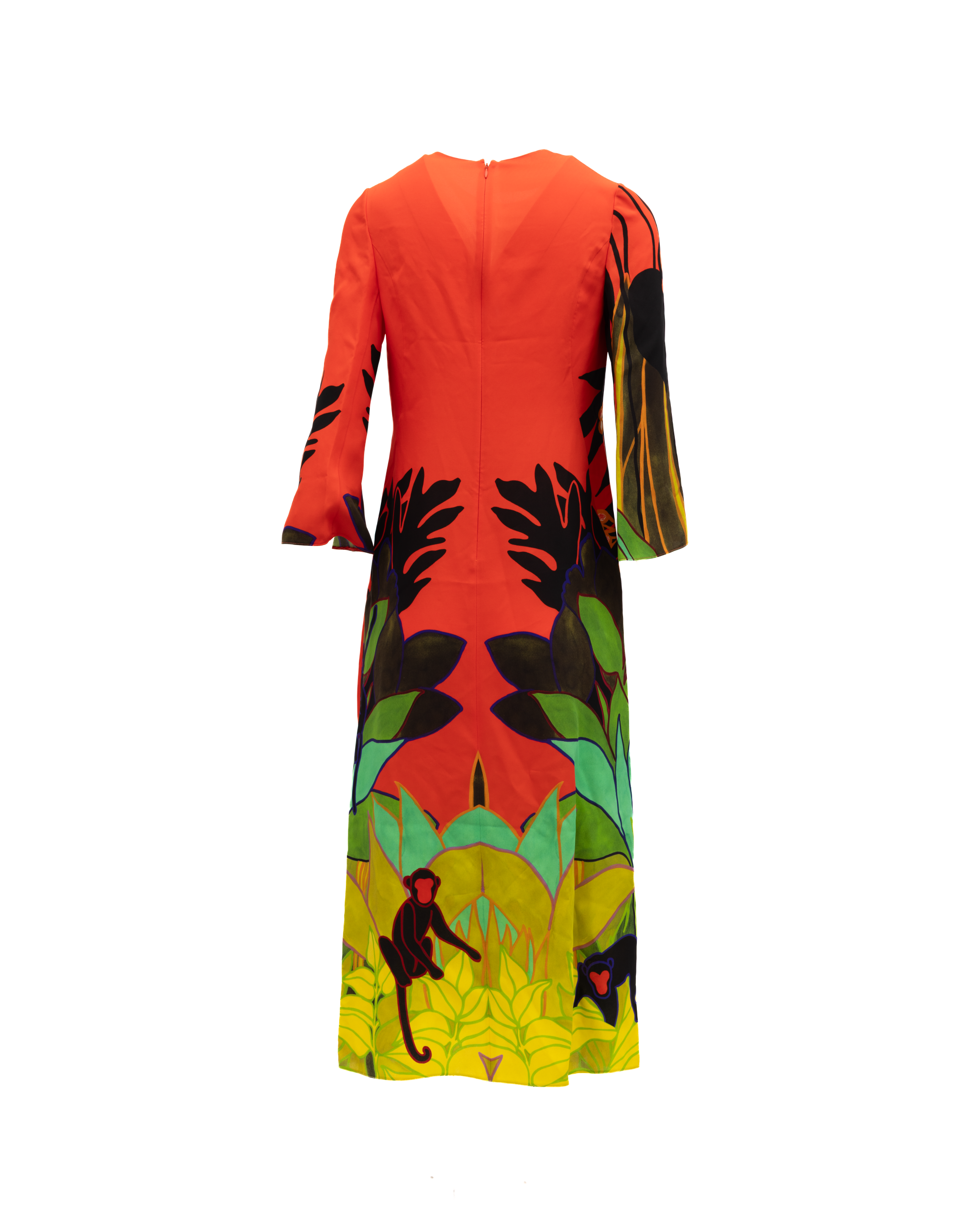 Valentino Garavani Tropical Print Long Sleeve Midi Women's Dress